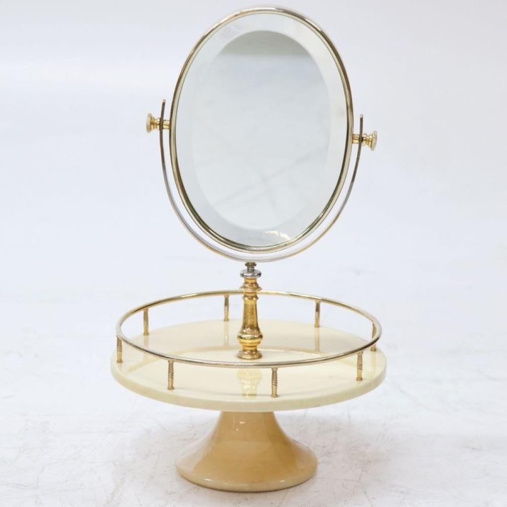 Italian Aldo Tura Modernist Parchment Table Mirror For Sale