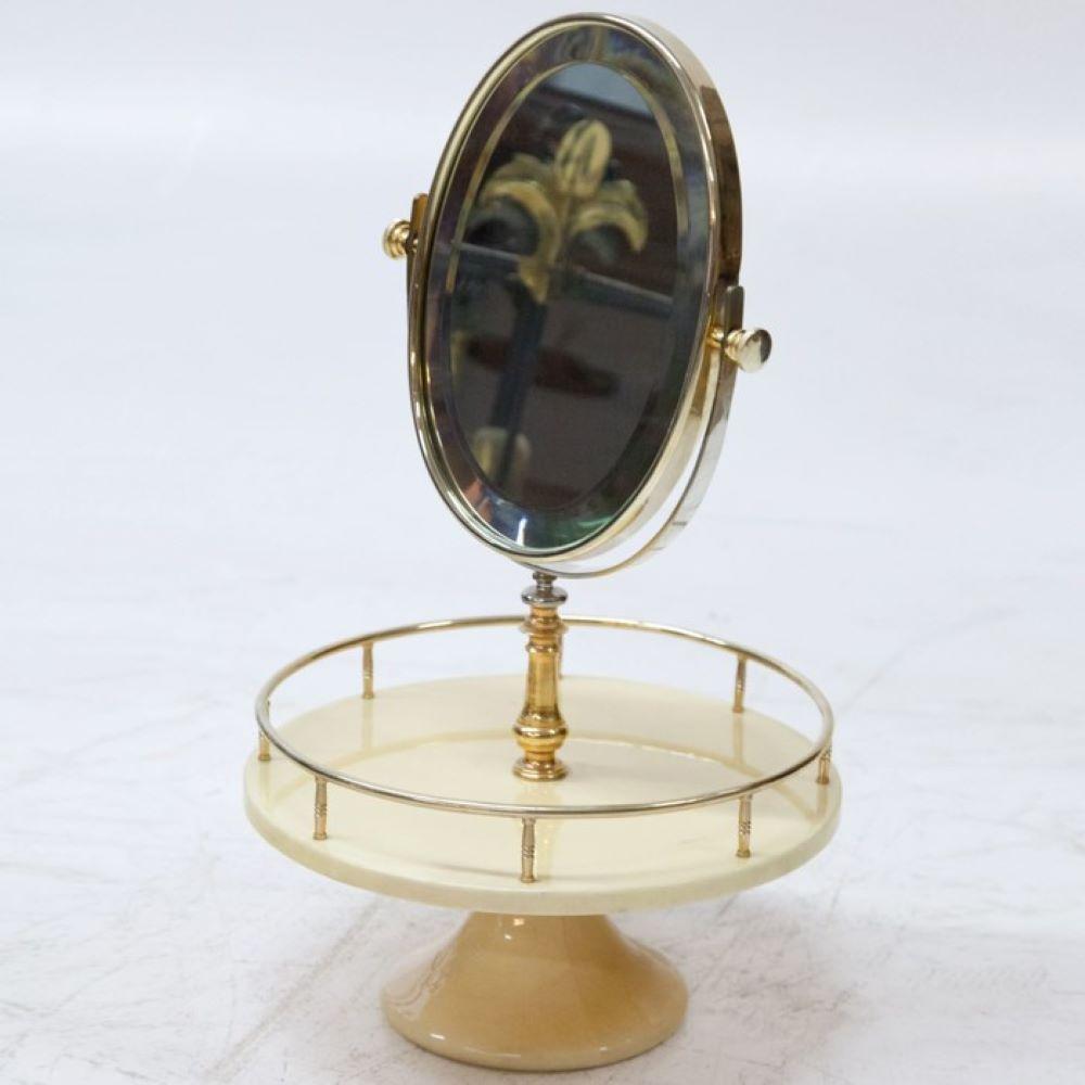 Mid-20th Century Aldo Tura Modernist Parchment Table Mirror For Sale