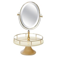 Miroir de table moderniste Aldo Tura en parchemin