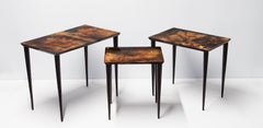 Aldo Tura Table gigogne en peau de chèvre Brown 1960