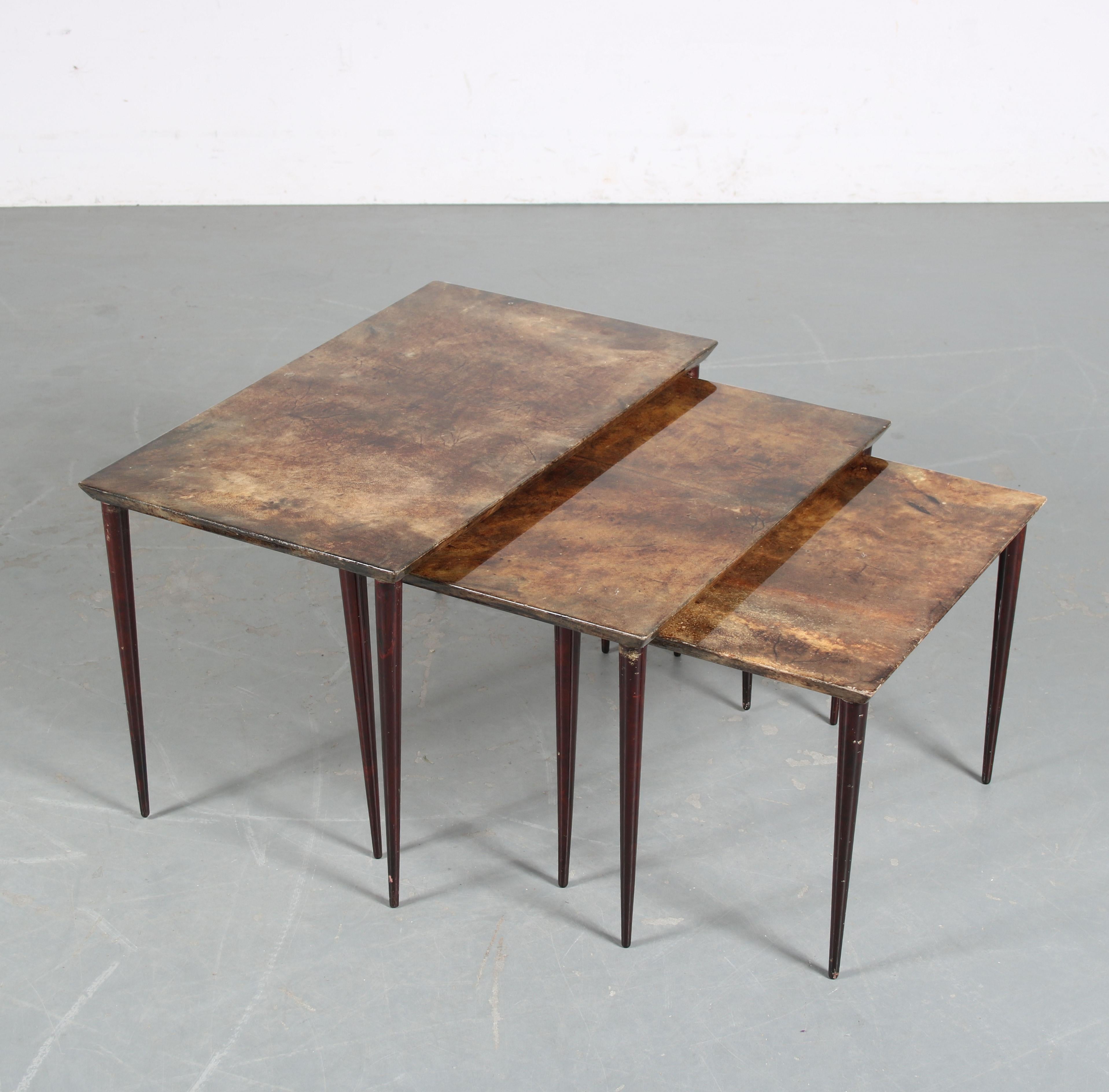 Aldo Tura Nesting Tables from Italy, 1950 In Good Condition For Sale In Amsterdam, NL