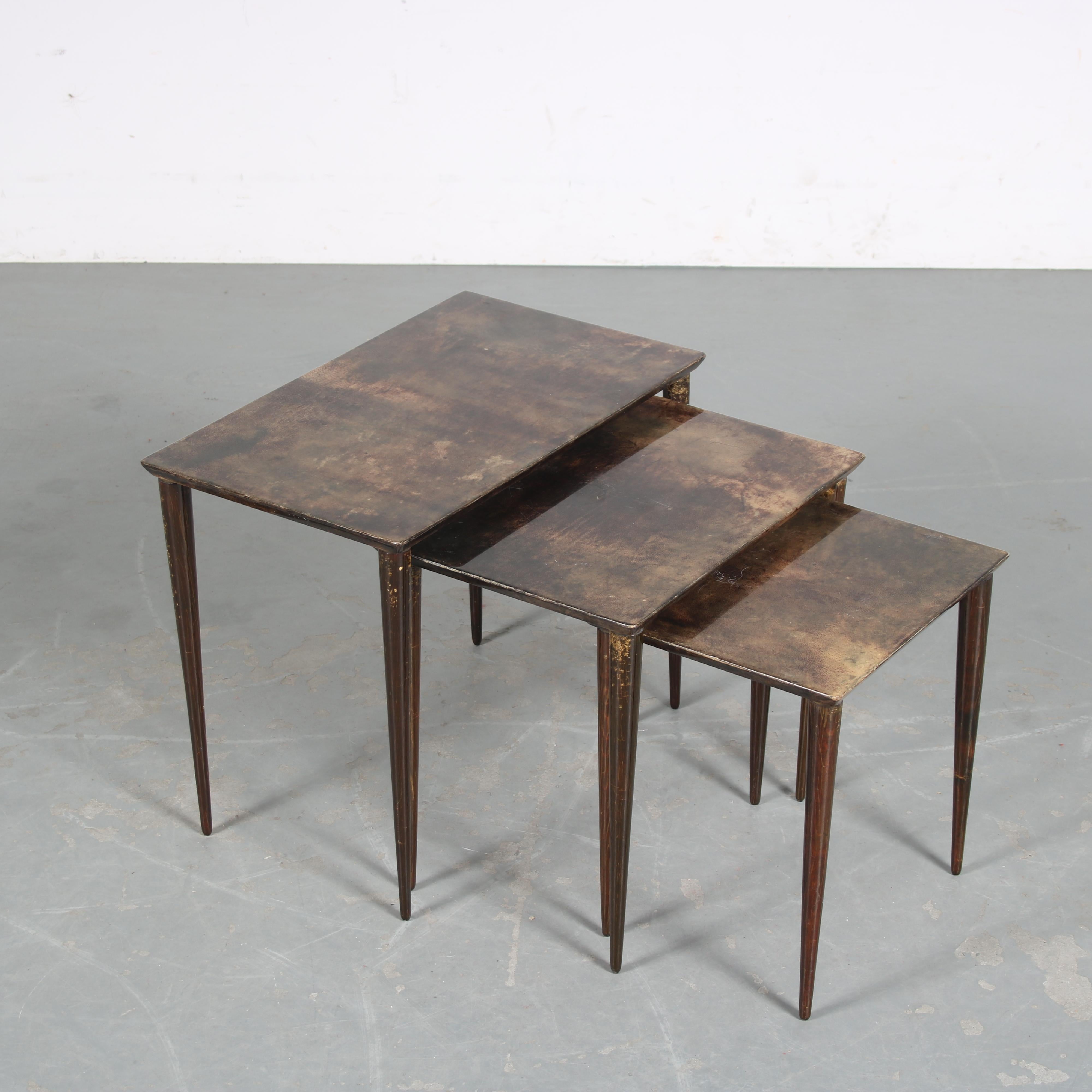 Aldo Tura Nesting Tables from Italy, 1950 In Good Condition In Wilnis, UT