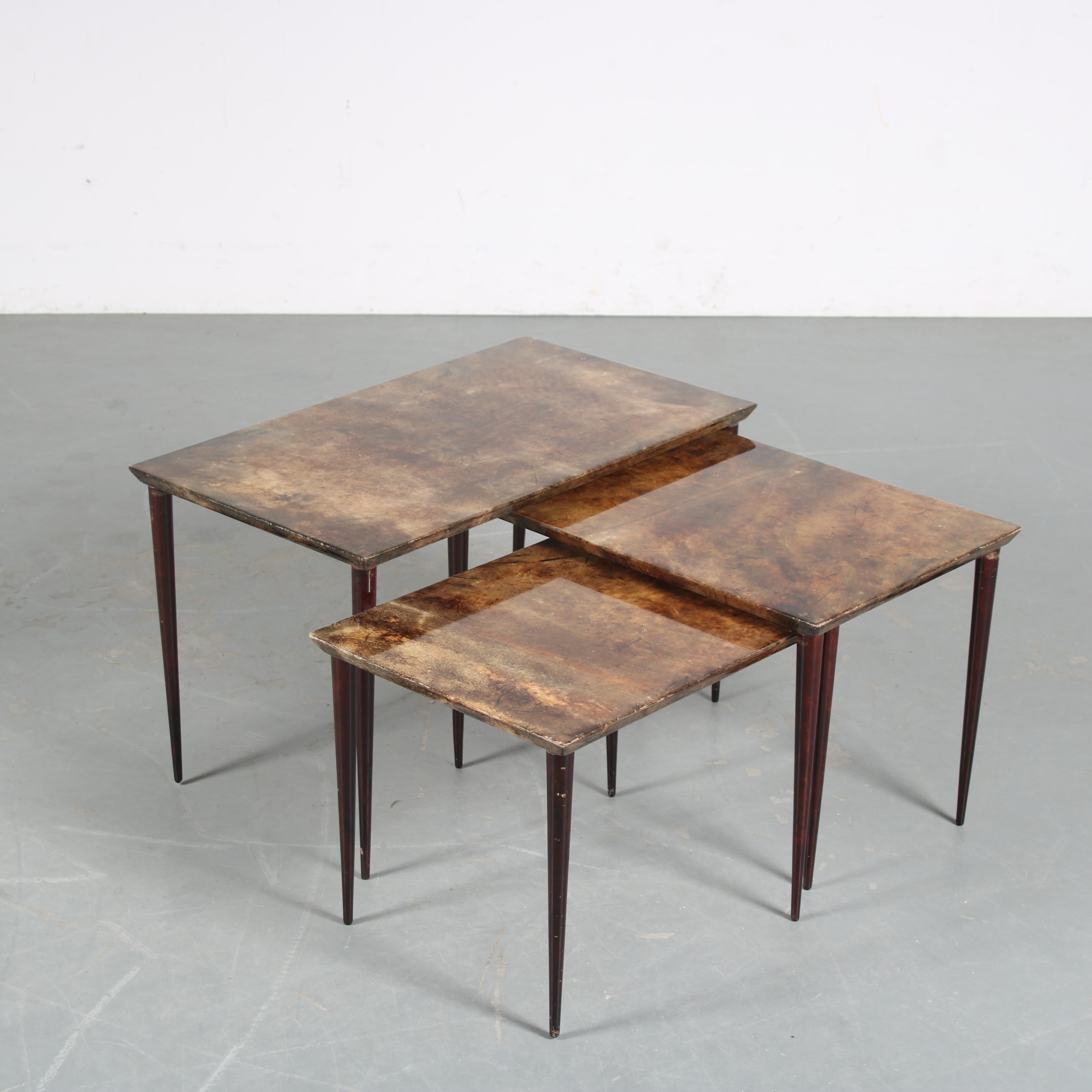 Aldo Tura Nesting Tables from Italy, 1950 For Sale 2