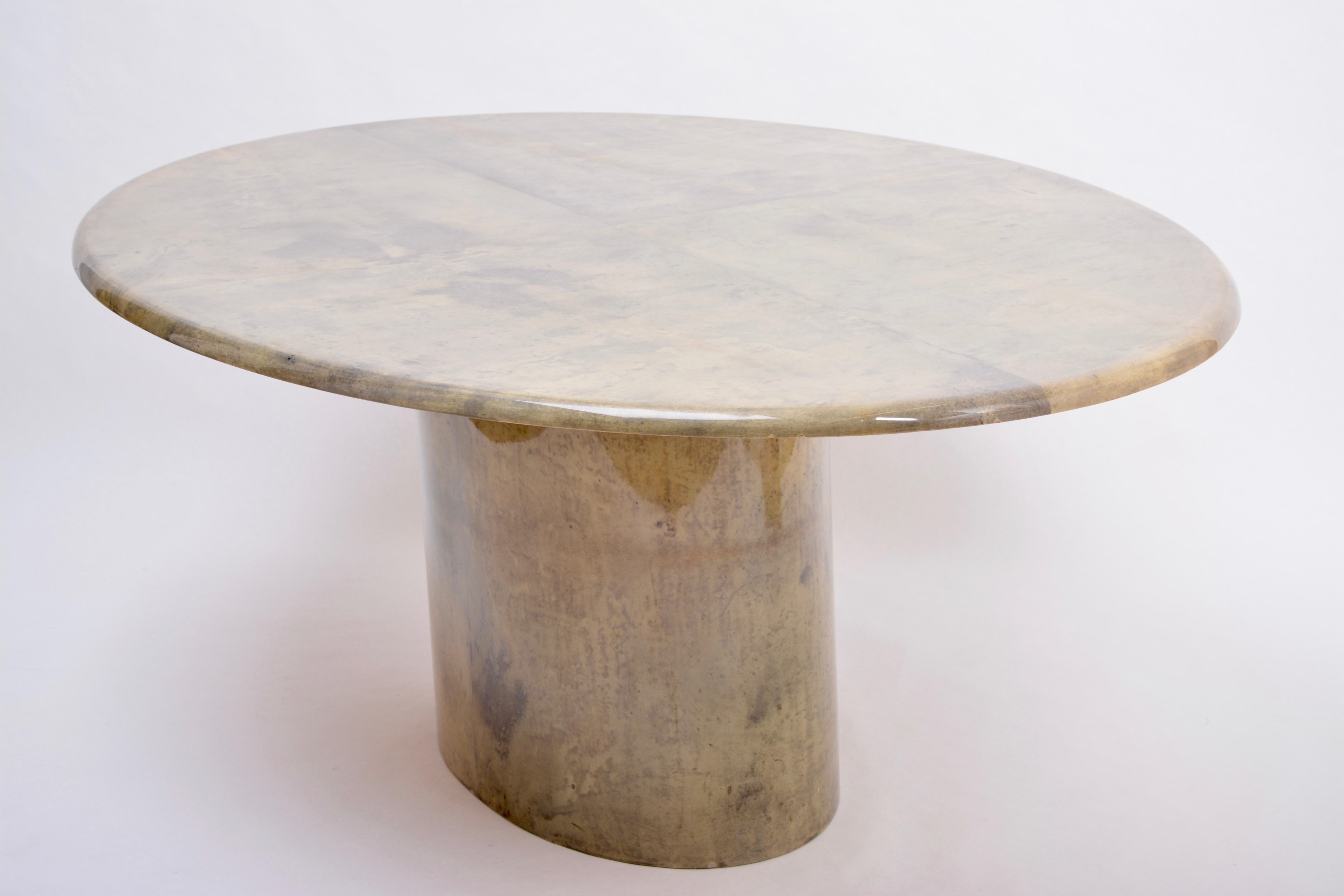 Mid-Century Modern Aldo Tura Oval Dining Table in Lacquered Goatskin, Italy