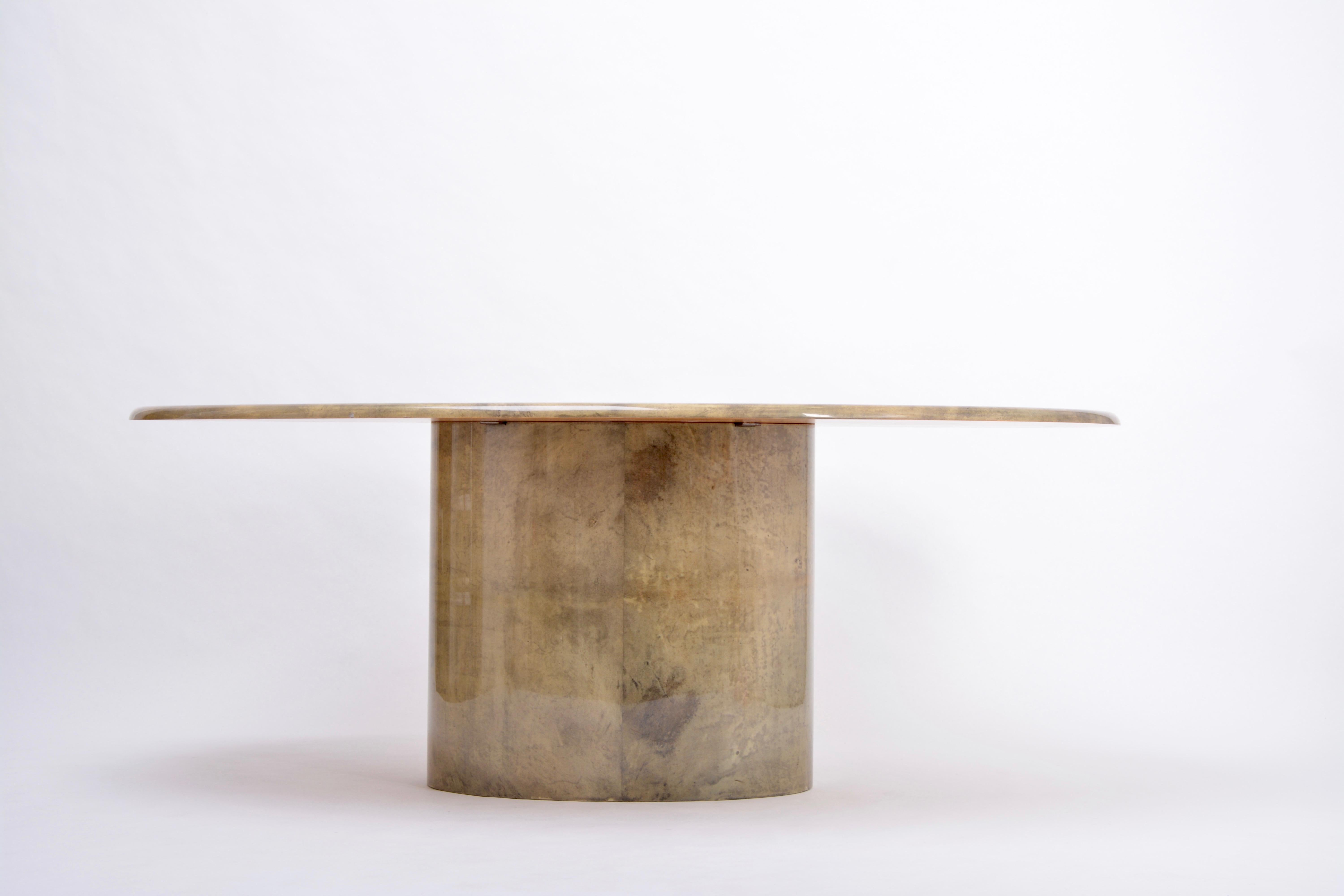 Aldo Tura Oval Dining Table in Lacquered Goatskin, Italy 1