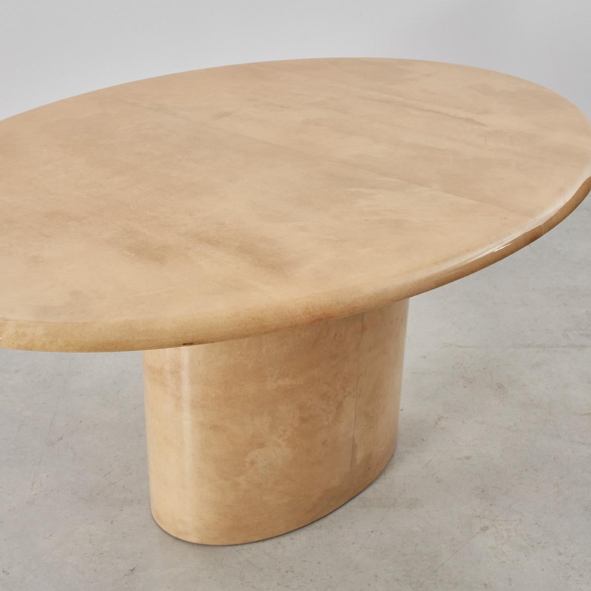 Mid-20th Century Aldo Tura Oval Table in Lacquered Goatskin, Italy, circa 1960