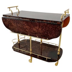 Carrello da bar in pergamena di Aldo Tura, anni '60