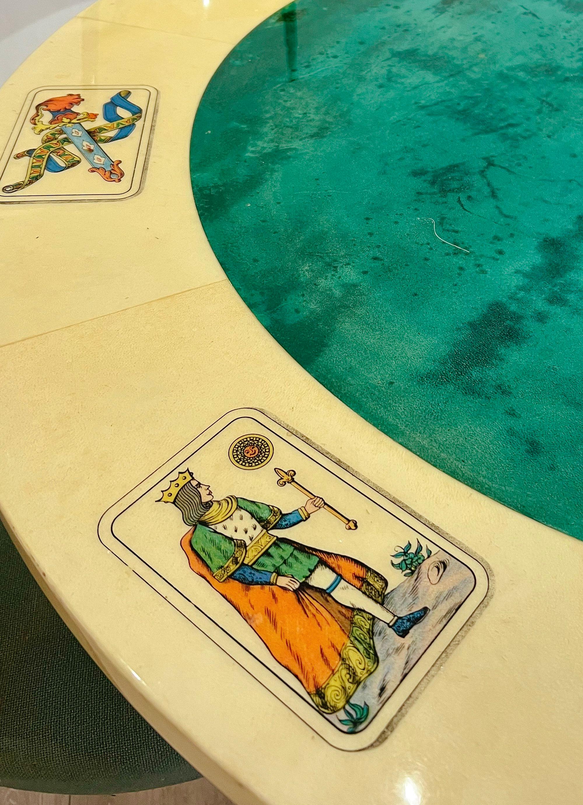 Aldo Tura, parchment Card table with four matching Chiavari Chairs, 1950s Italy In Good Condition In Oxford, GB