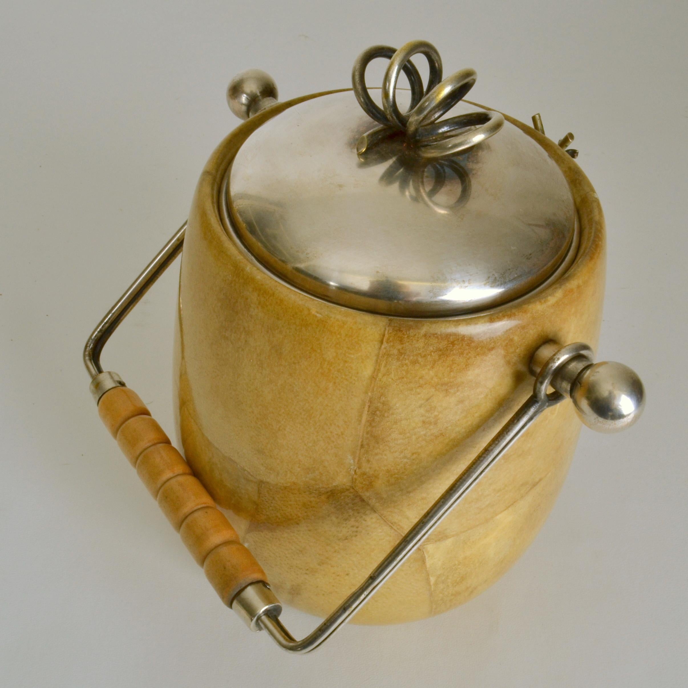 Hand-Crafted Aldo Tura Parchment Ice Bucket