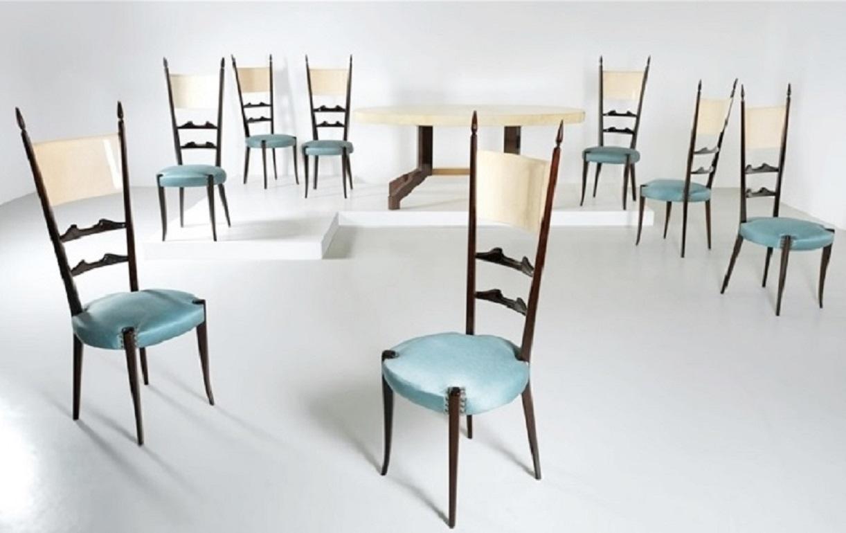 Aldo Tura Parchment Oval Table and Eight Chairs, 1950 -1960 1
