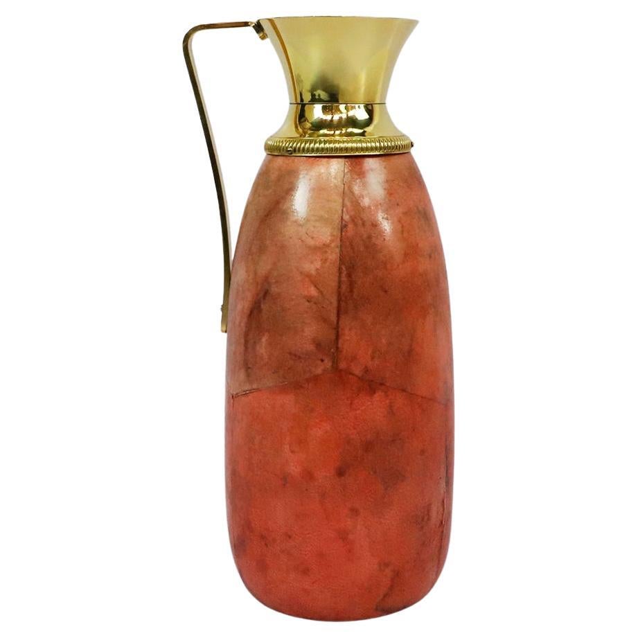 Aldo Tura Peach Goatskin Pitcher, 1970 For Sale