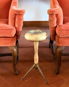 Aldo Tura, rare cream parchment floor ashtray, Italy 1950s