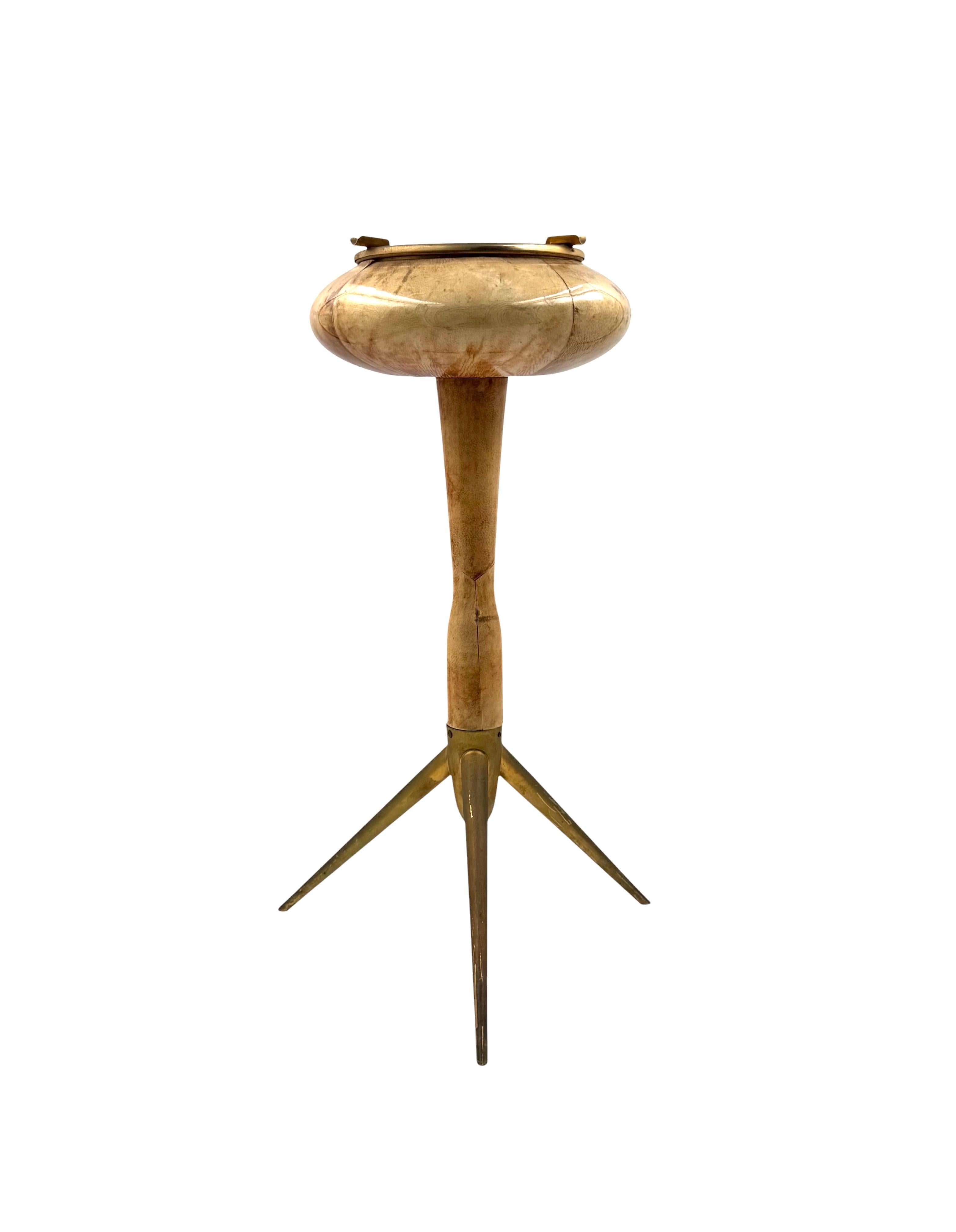 Mid-Century Modern Aldo Tura, rare cendrier de sol en parchemin crème, Italie, années 1950 en vente