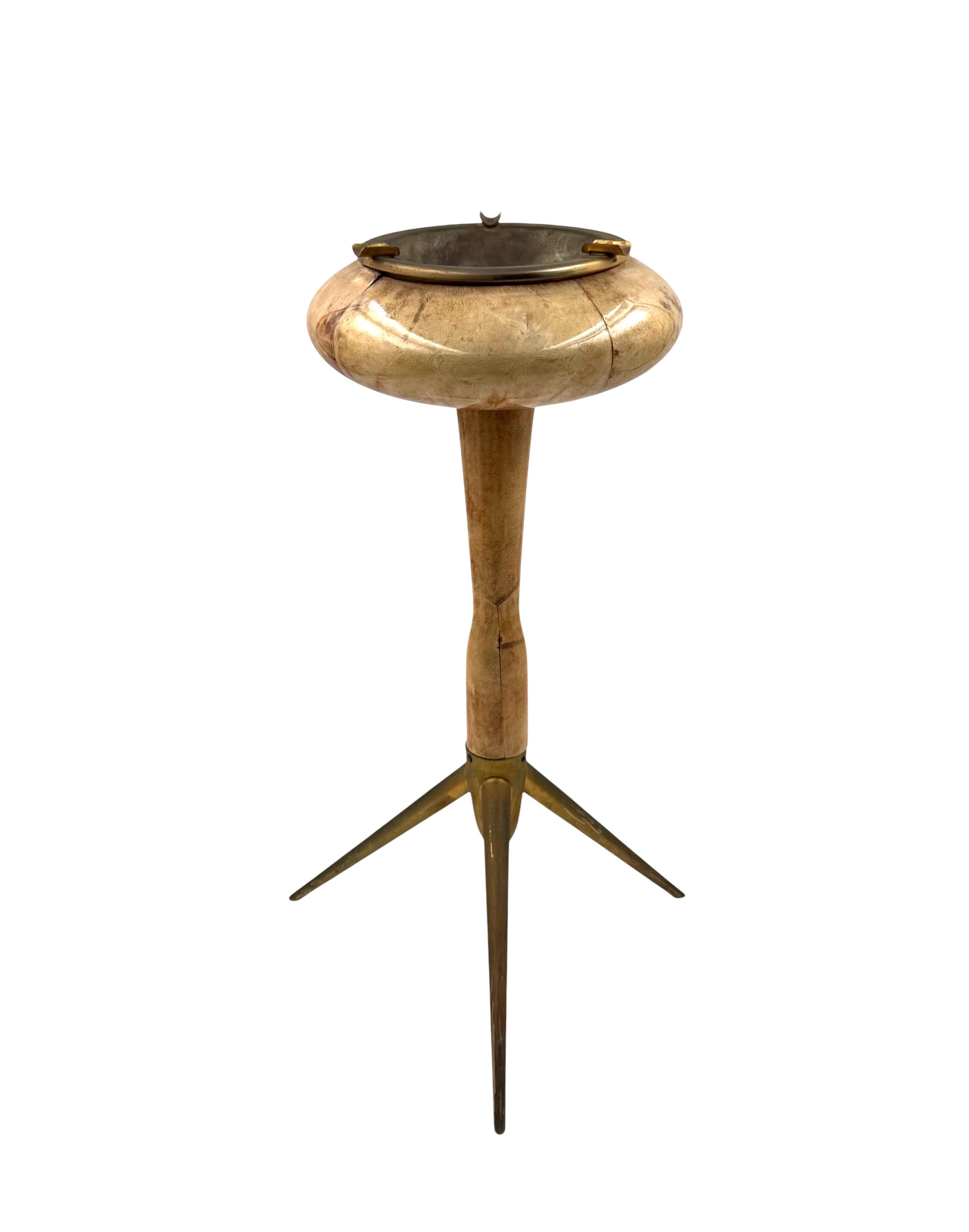 Mid-20th Century Aldo Tura, rare cendrier de sol en parchemin crème, Italie, années 1950 en vente