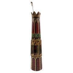 Aldo Tura, rare parchment tower-shaped floor ashtray, Italy 1950s