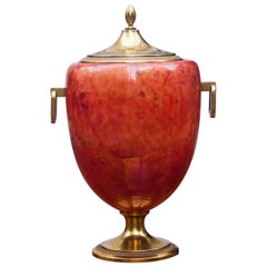 Aldo Tura Red Goatskin Ice Bucket, 1960s