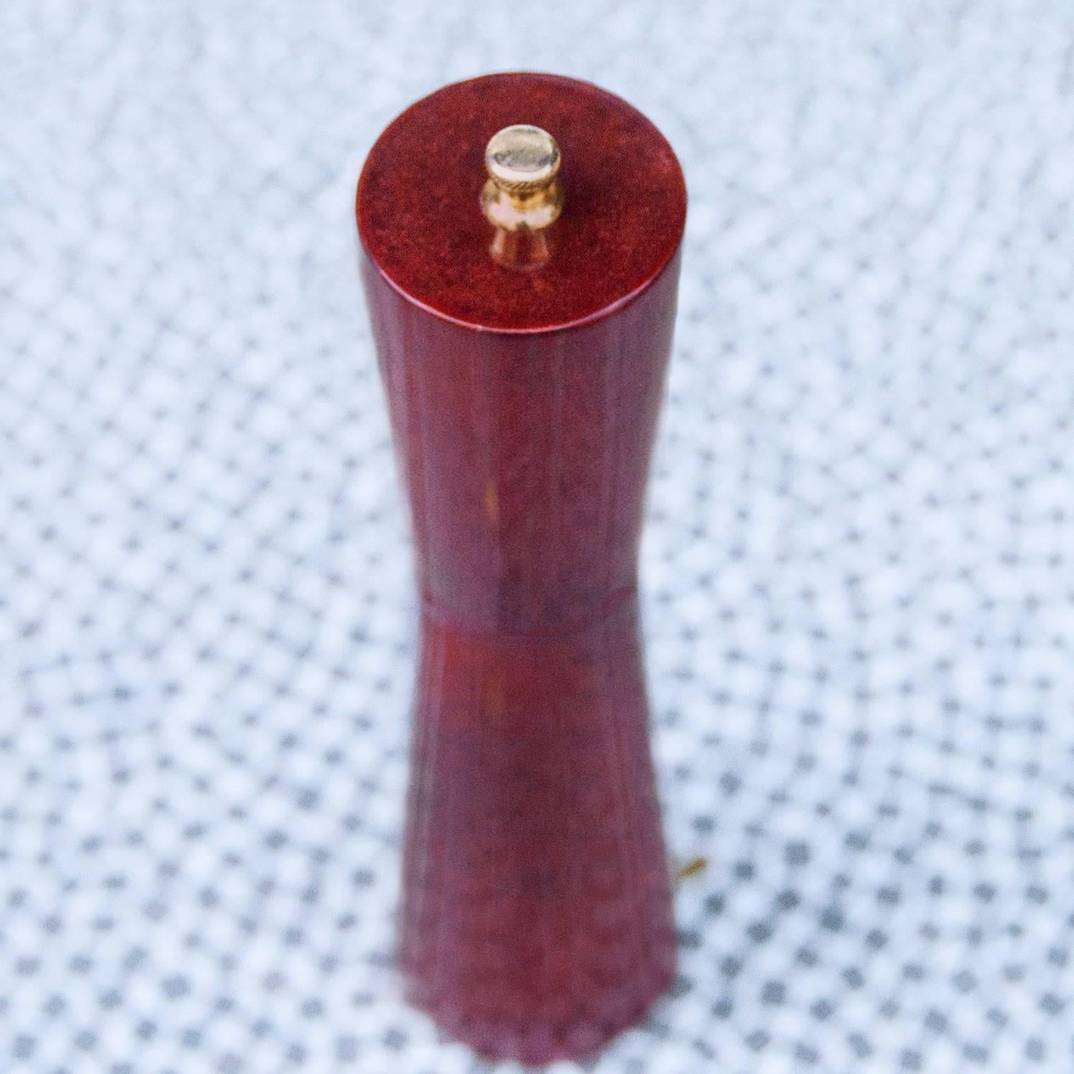Wonderful red colored goatskin Aldo Tura Pepper Mill made in the 1970.