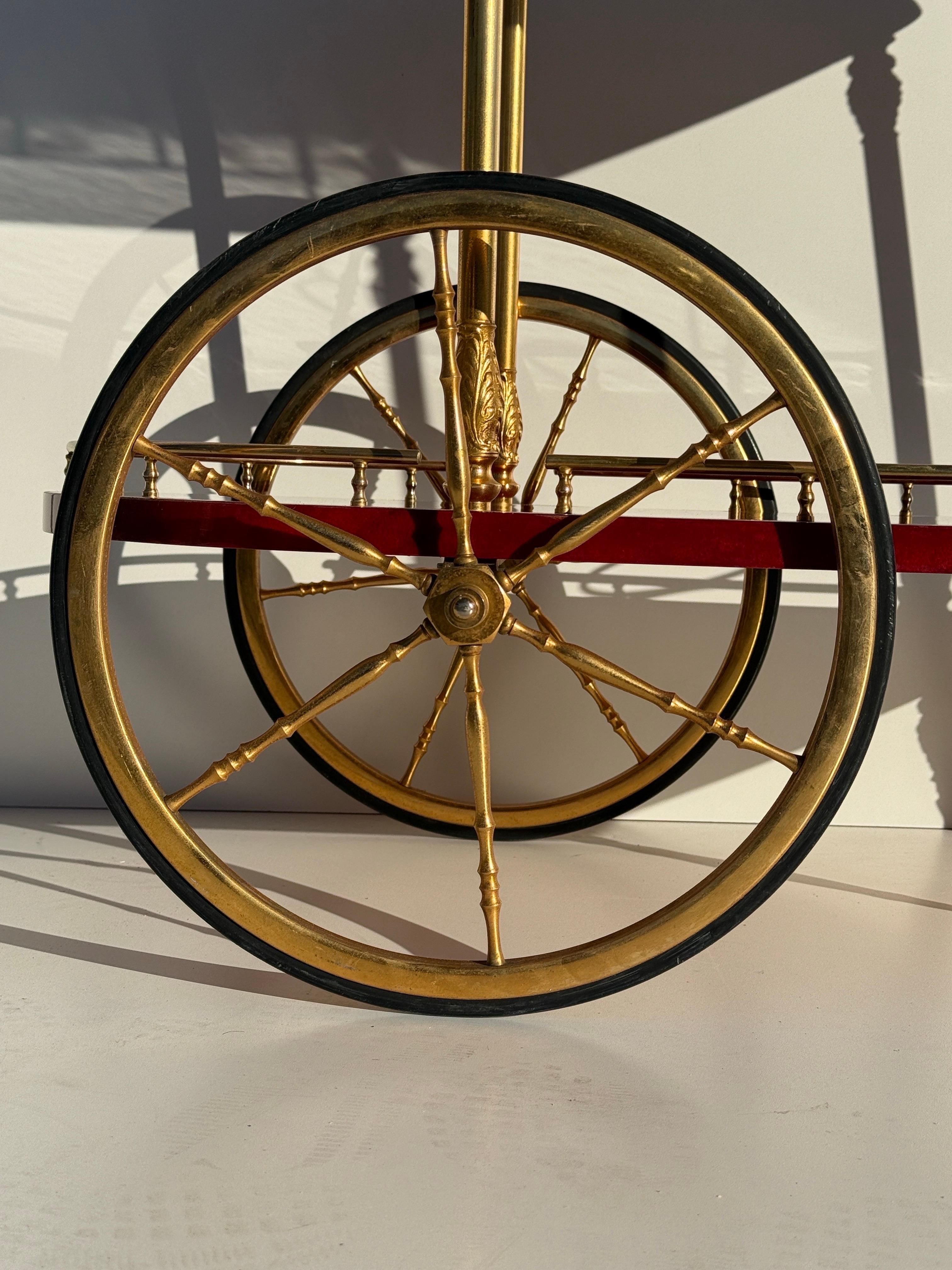 Aldo Tura Red Parchment Bar Cart For Sale 2