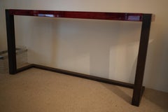 Table console Aldo Tura en parchemin rouge, By Design Modern italien, 1970