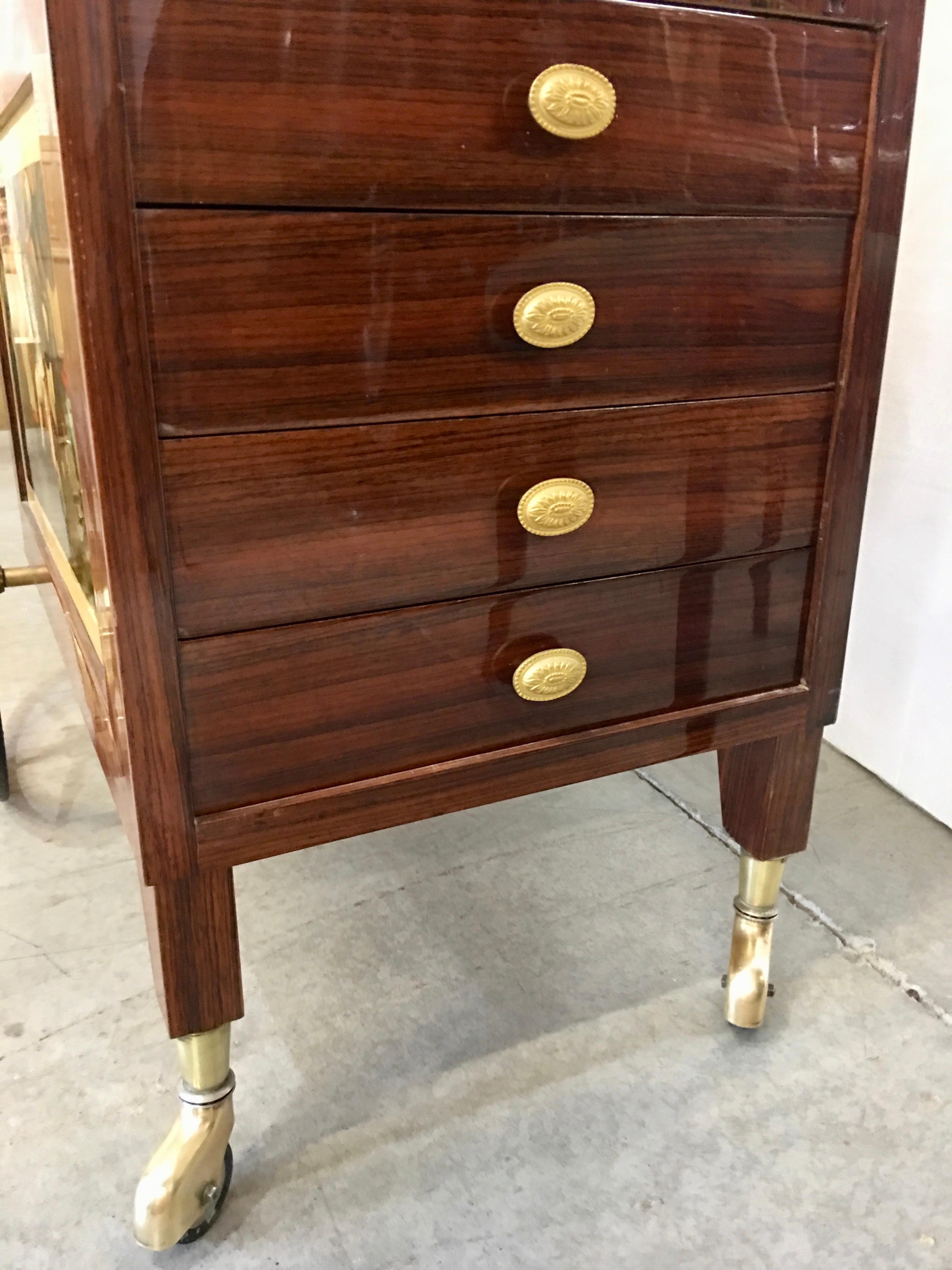 Laiton Aldo Tura, armoire de bar à roulettes en vente