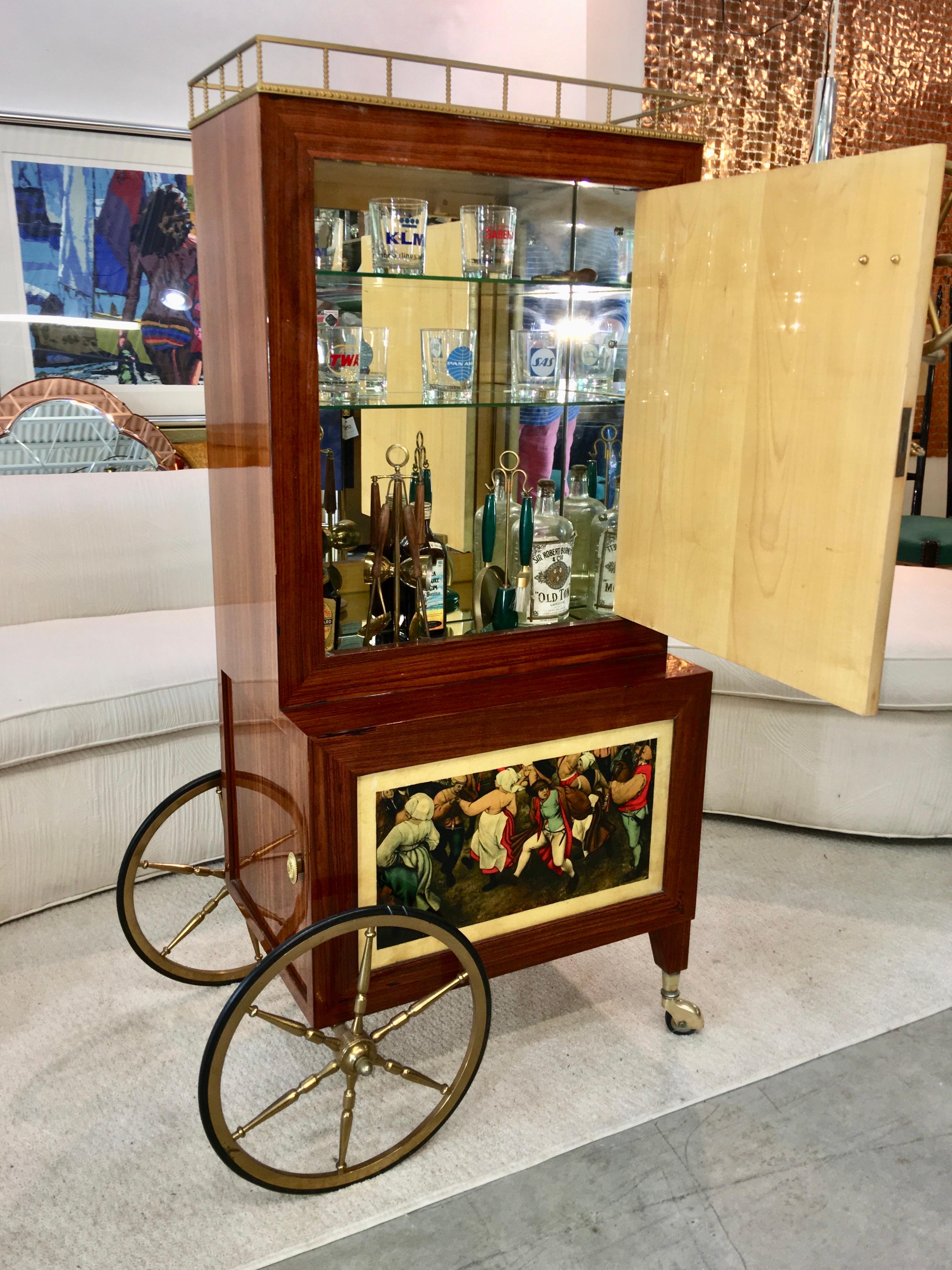 Palisander Aldo Tura Rolling Bar Cabinet For Sale