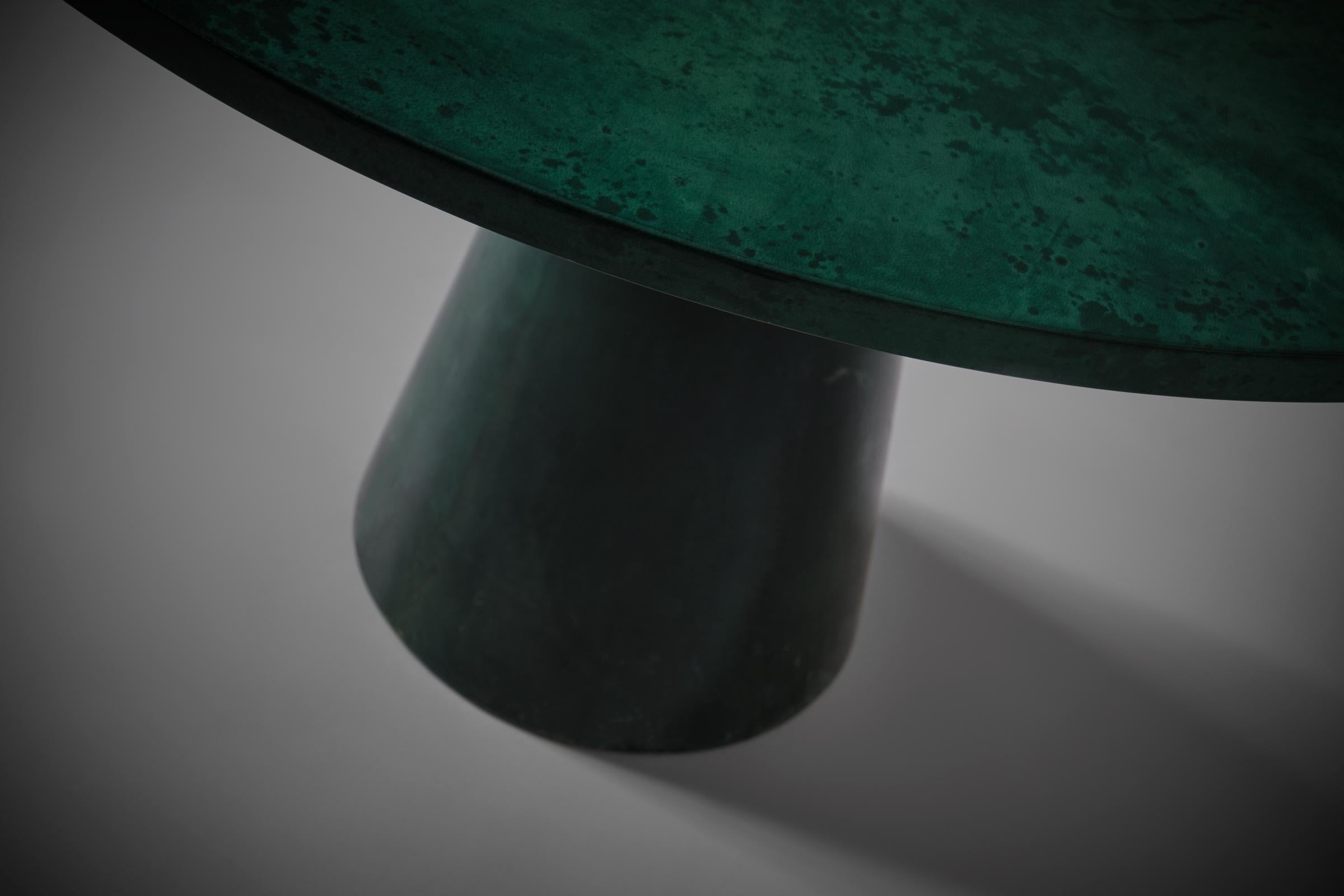Mid-20th Century Aldo Tura Round Green Pedestal dining table, Italy ca. 1965