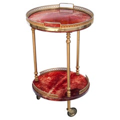 Aldo Tura Round Red Goatskin Bar Cart Tray