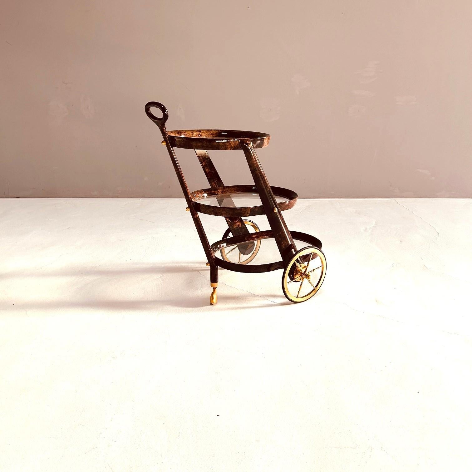 Moderne Chariot de service Aldo Tura, 1980 en vente