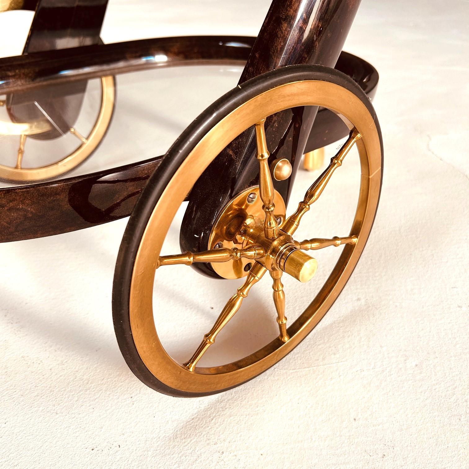 Laiton Chariot de service Aldo Tura, 1980 en vente