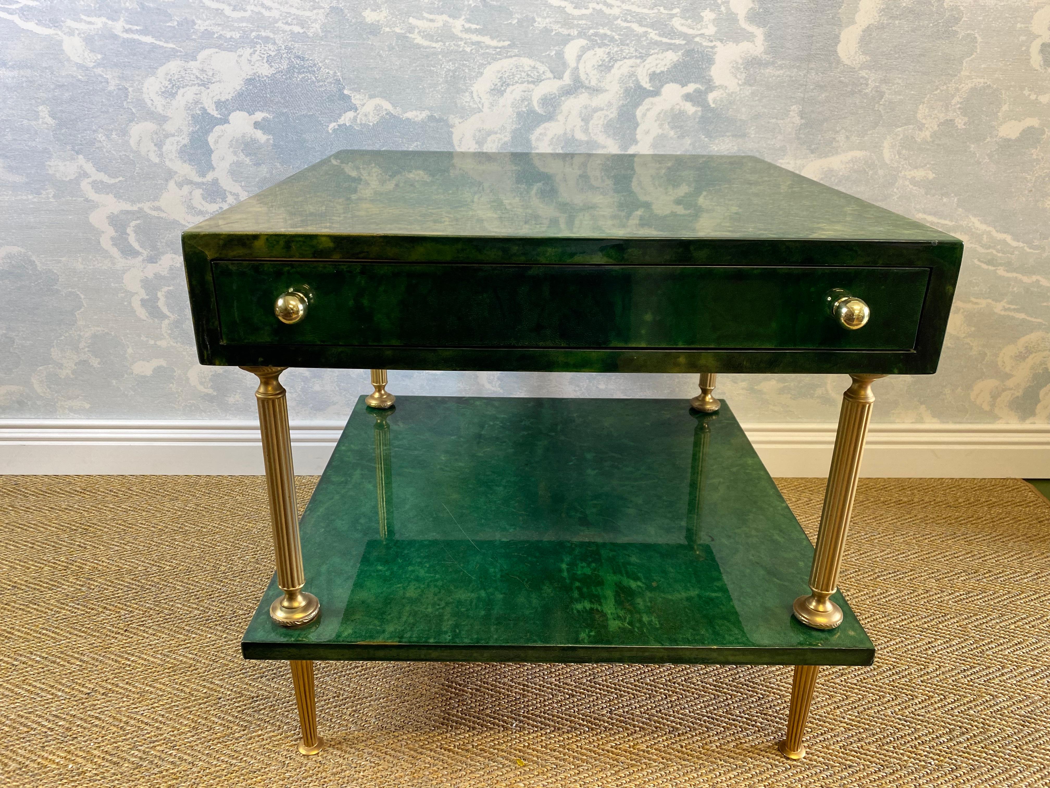 This original ALDO TURA coffee table or side table also makes a great nightstand due to its almost cube sized dimensions. 

With its distinctive and sleek design this ALDO TURA table was designed in Milano, Italy in the 1960's and was handcrafted