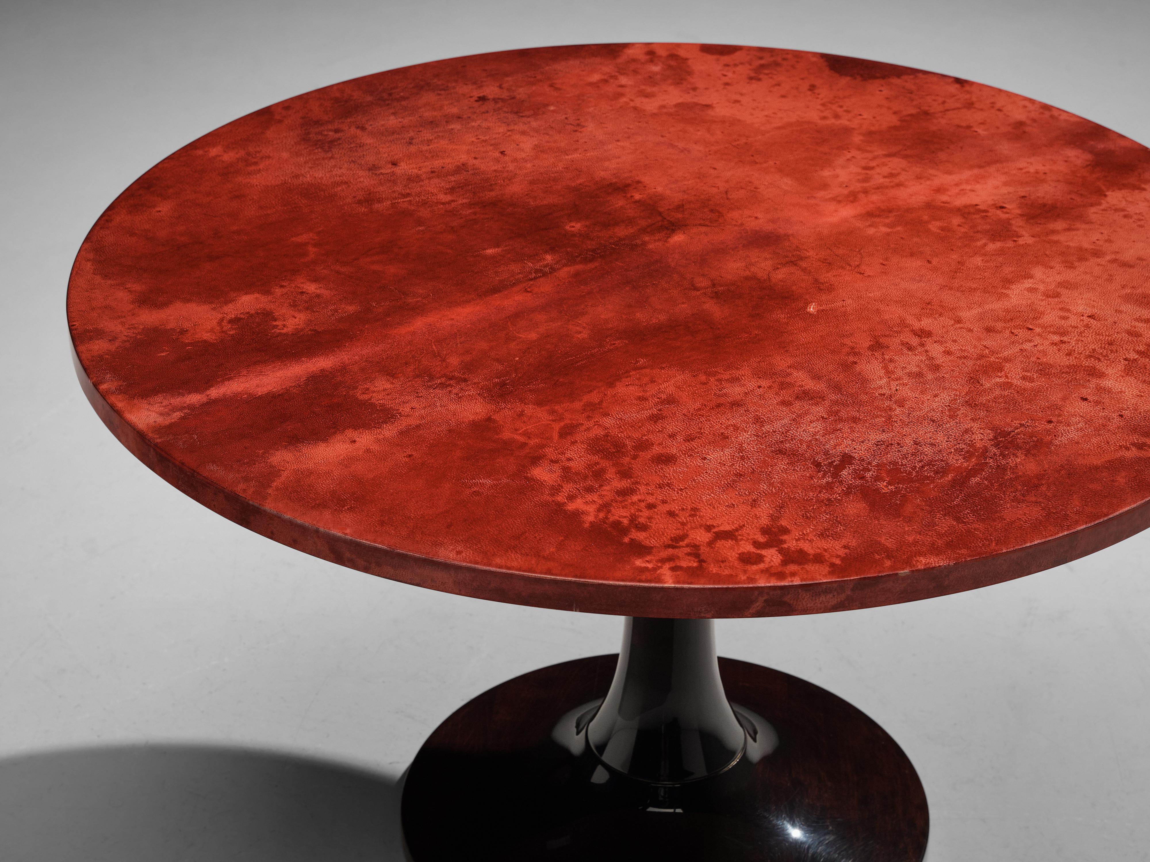 Aldo Tura Side Table in Red Goatskin Parchment 4