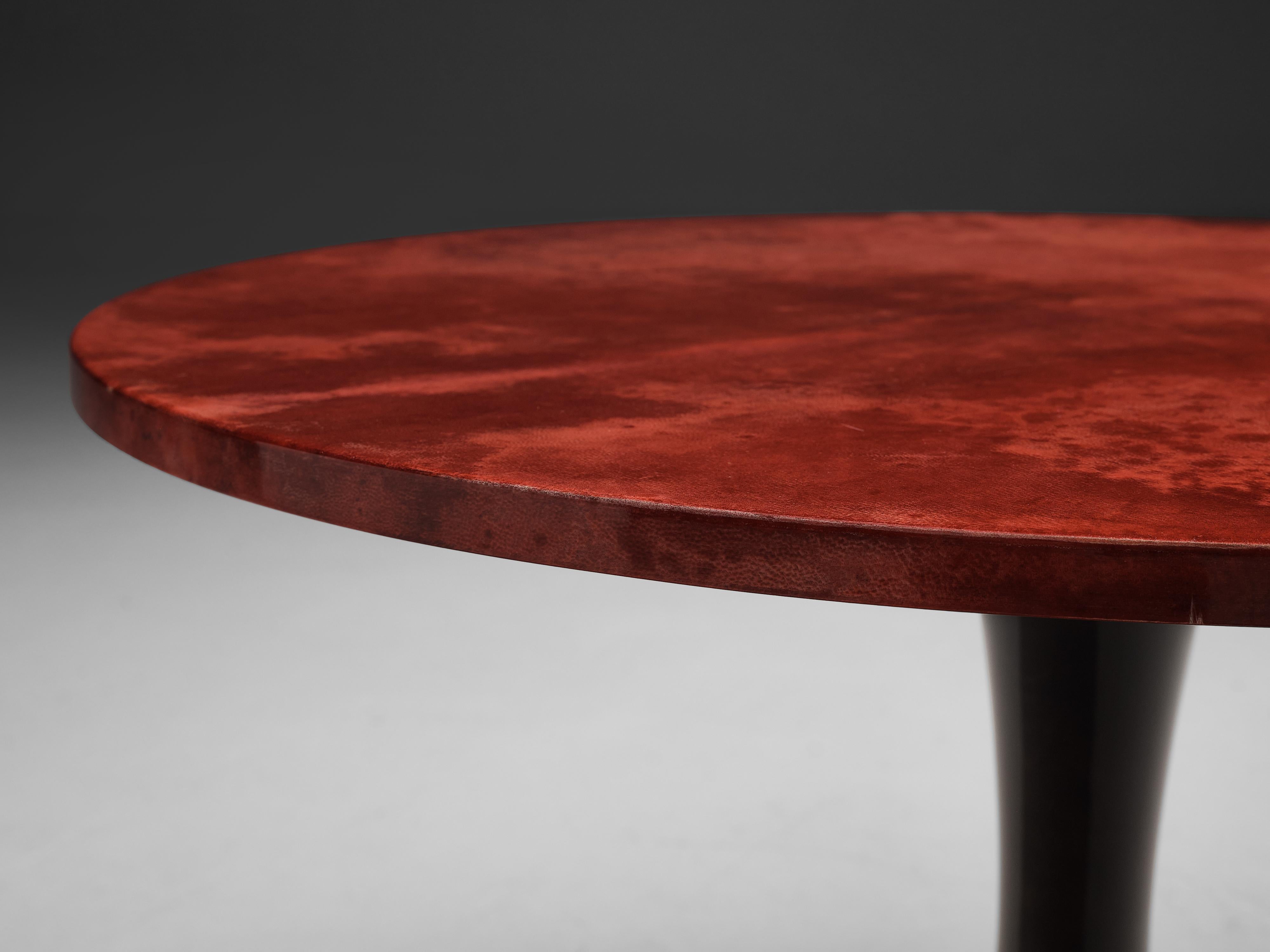 Mid-Century Modern Aldo Tura Side Table in Red Goatskin Parchment