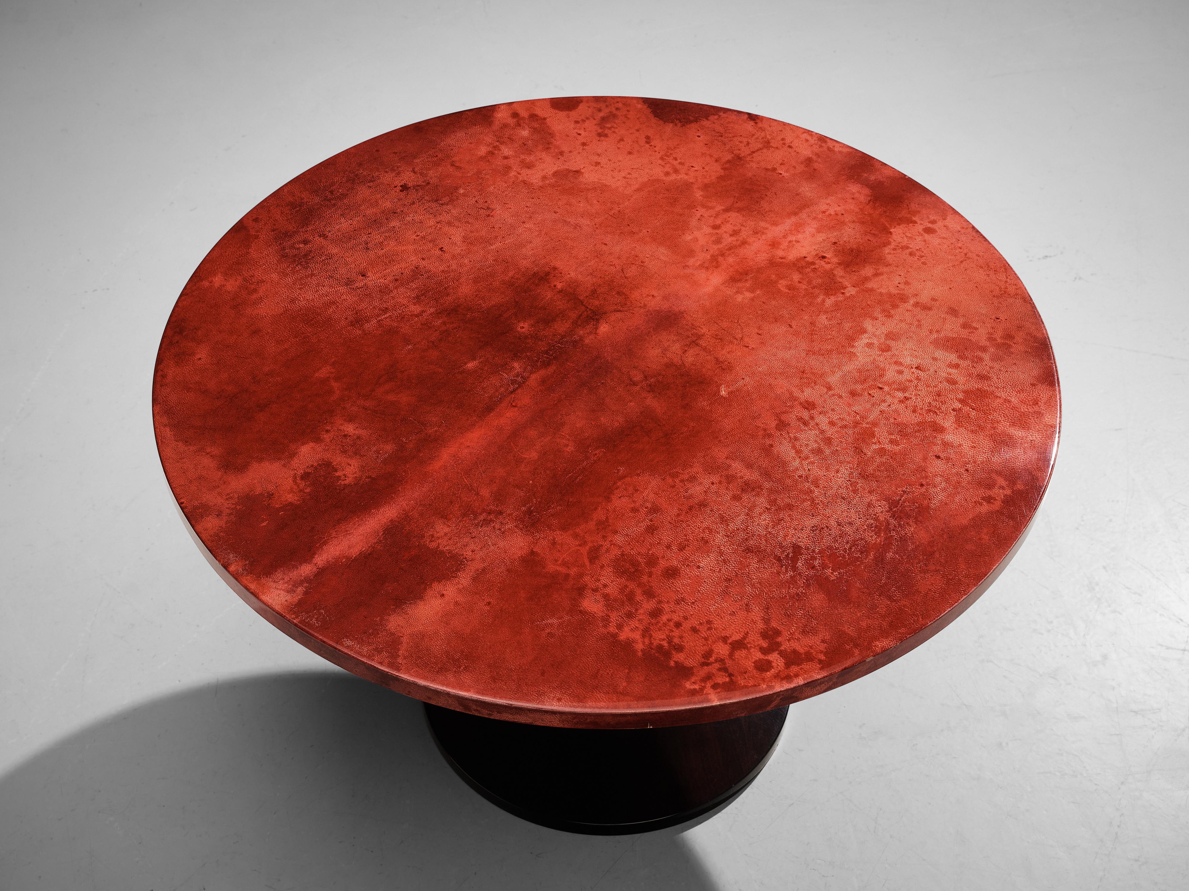 Aldo Tura Side Table in Red Goatskin Parchment 2