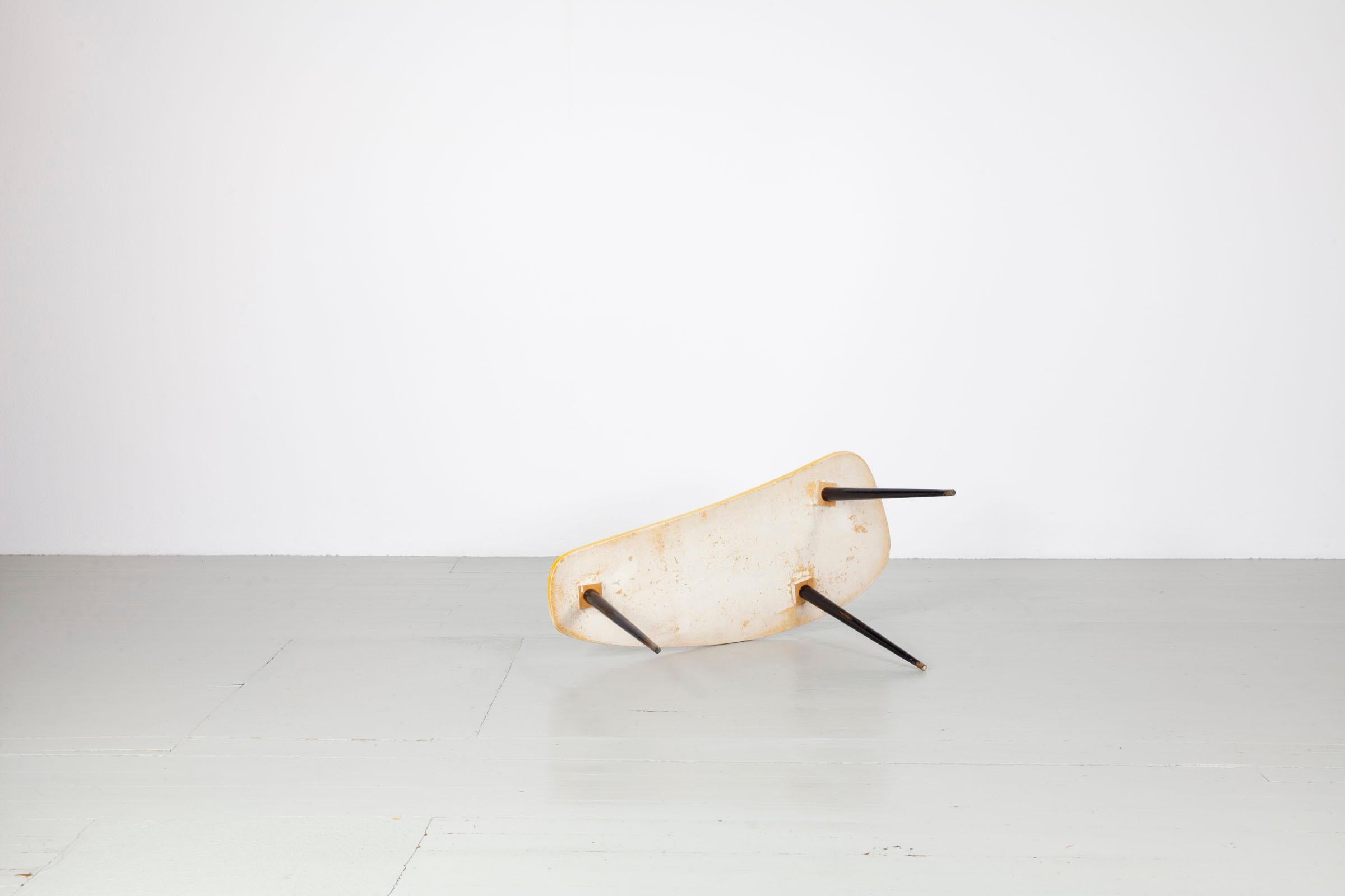 Wood Aldo Tura Side Table mit guitar motif, Italy 1950s For Sale