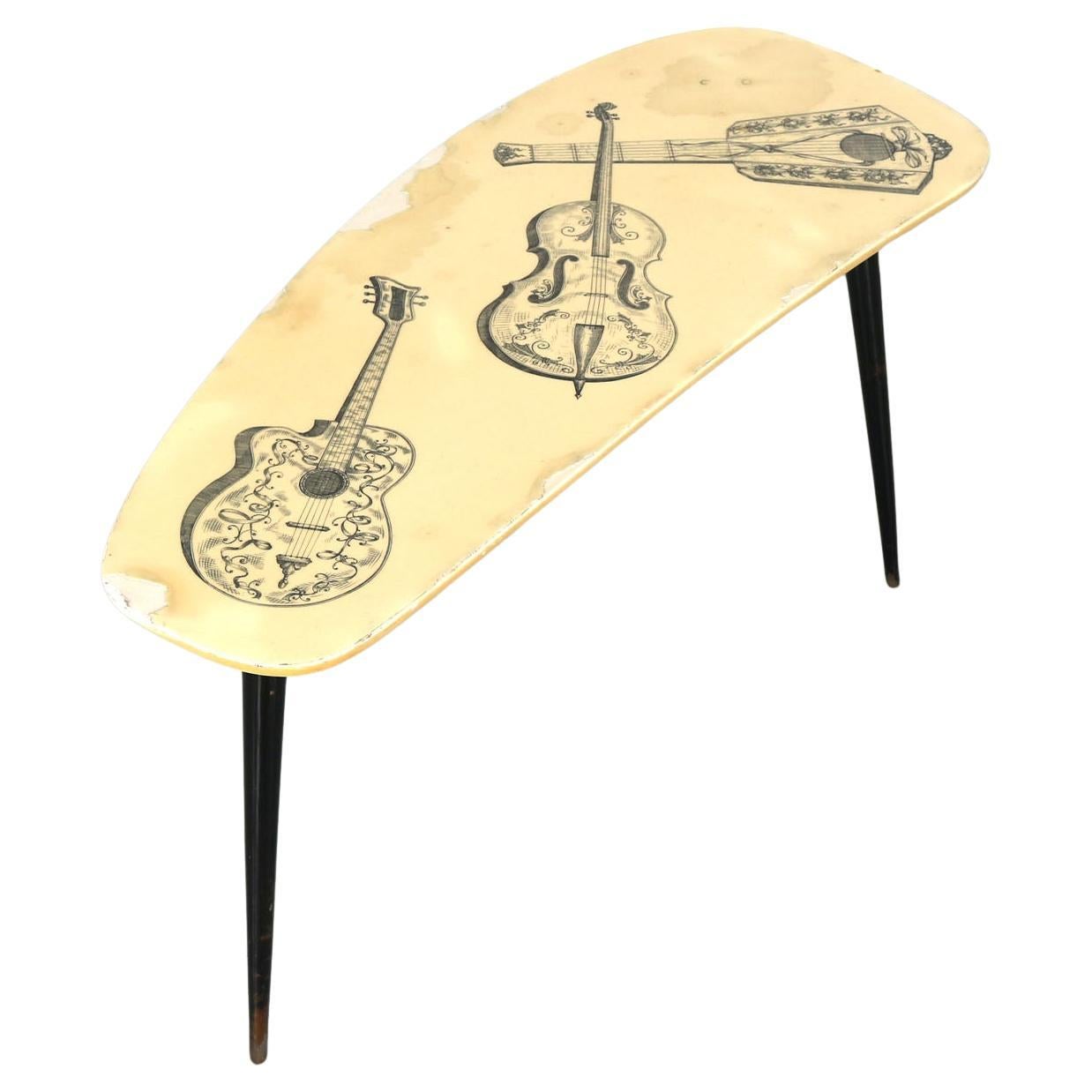Aldo Tura Side Table mit guitar motif, Italy 1950s