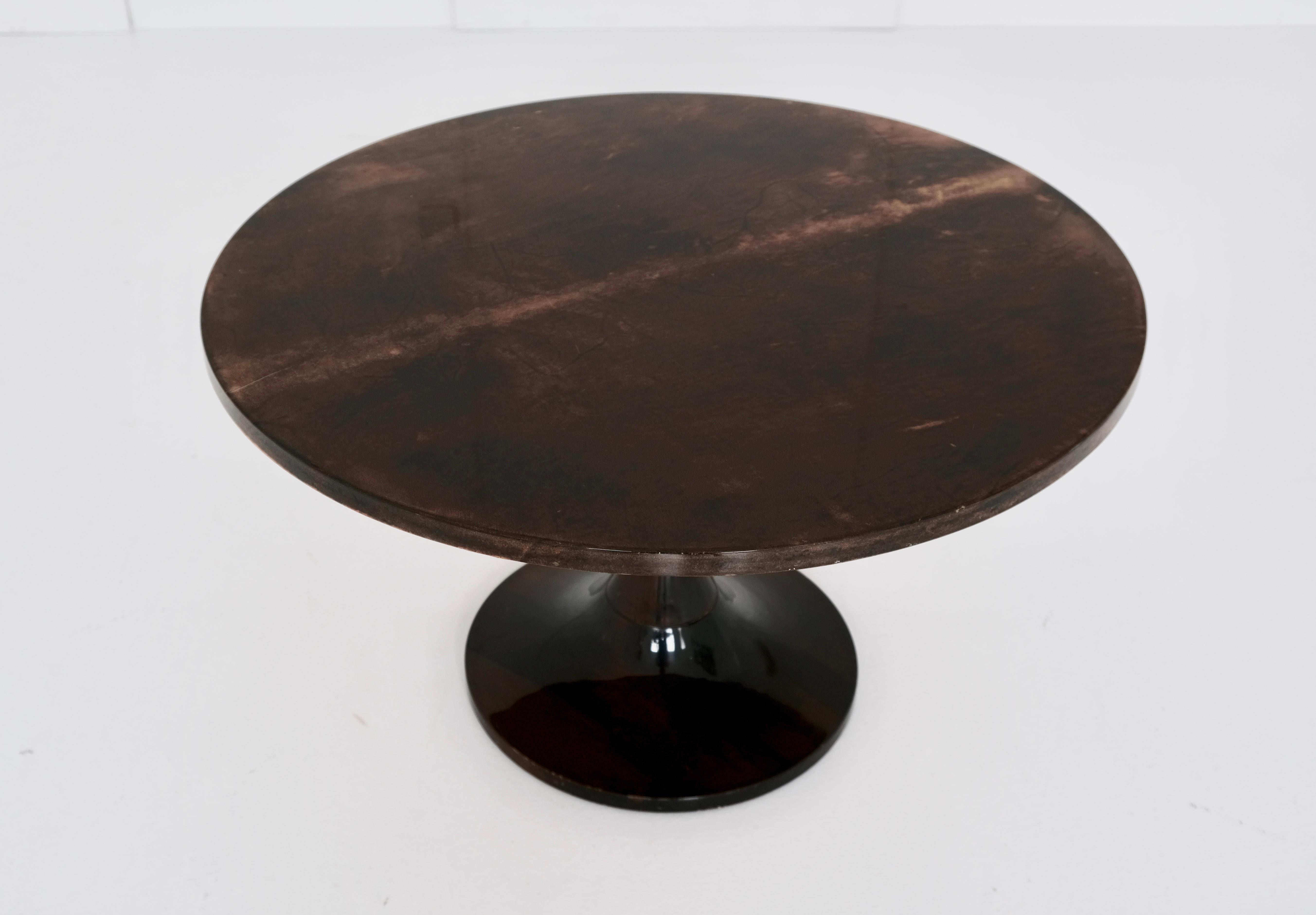 Aldo Tura Side Table with Lacquered Goat Skin, Italy, 1960s 3