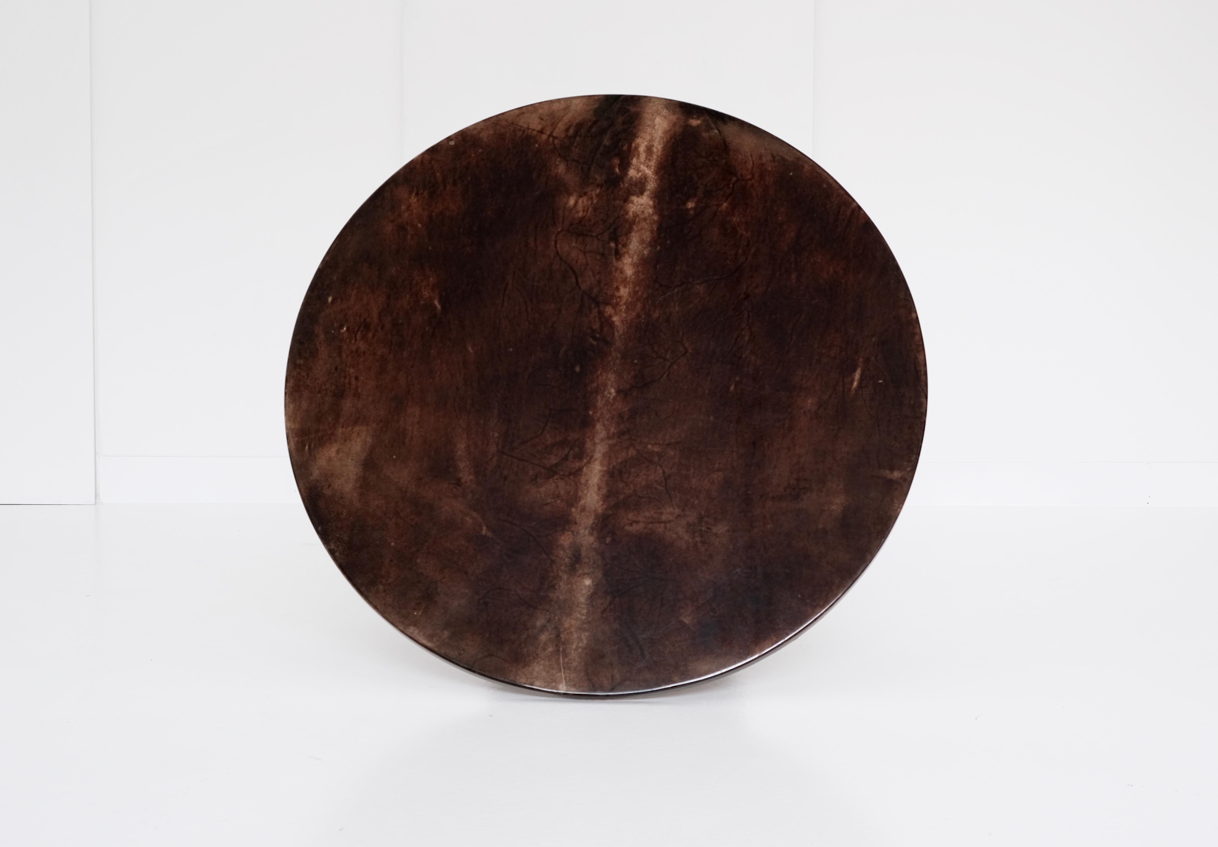 Aldo Tura Side Table with Lacquered Goat Skin, Italy, 1960s 8