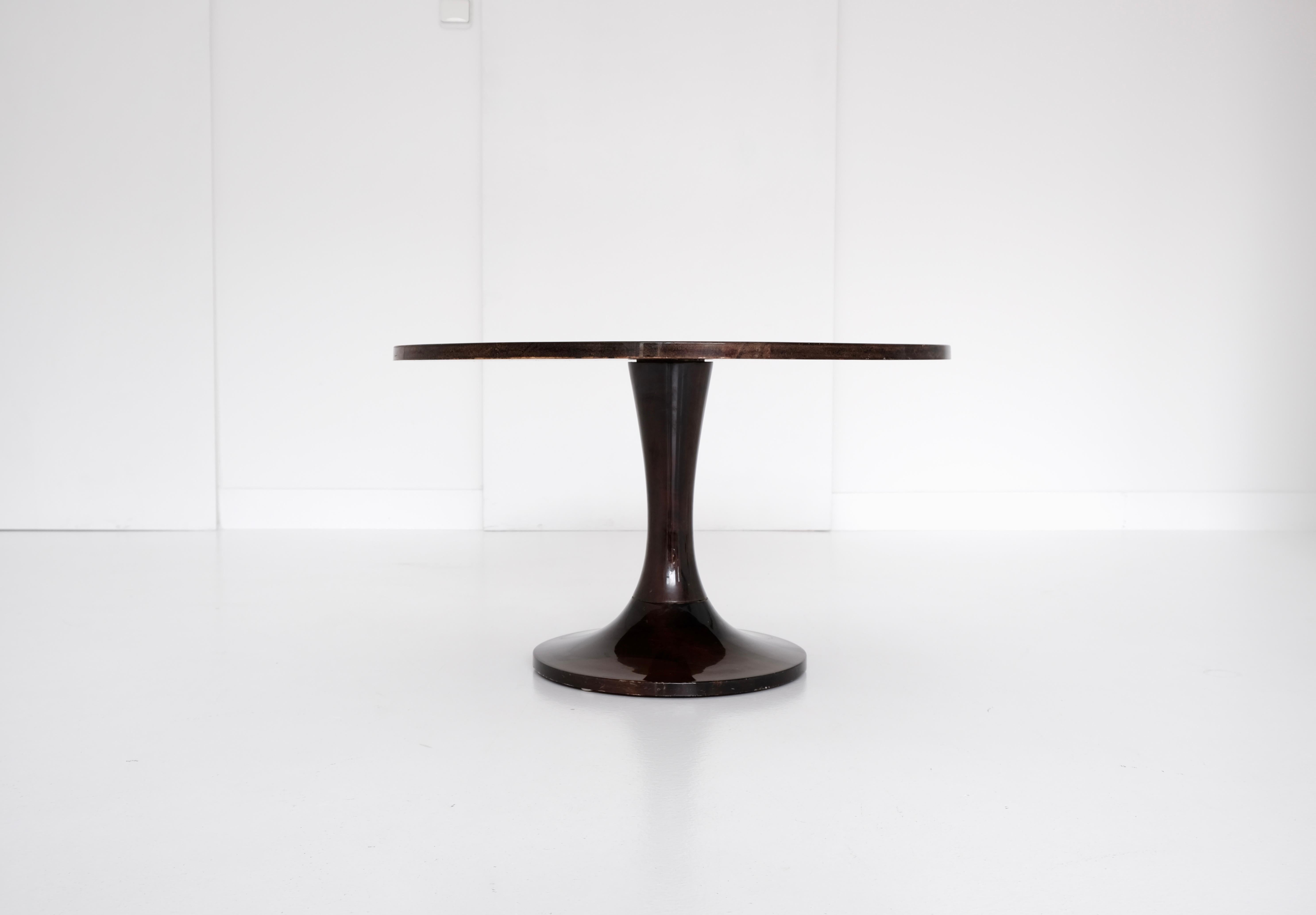 Aldo Tura Side Table with Lacquered Goat Skin, Italy, 1960s 9