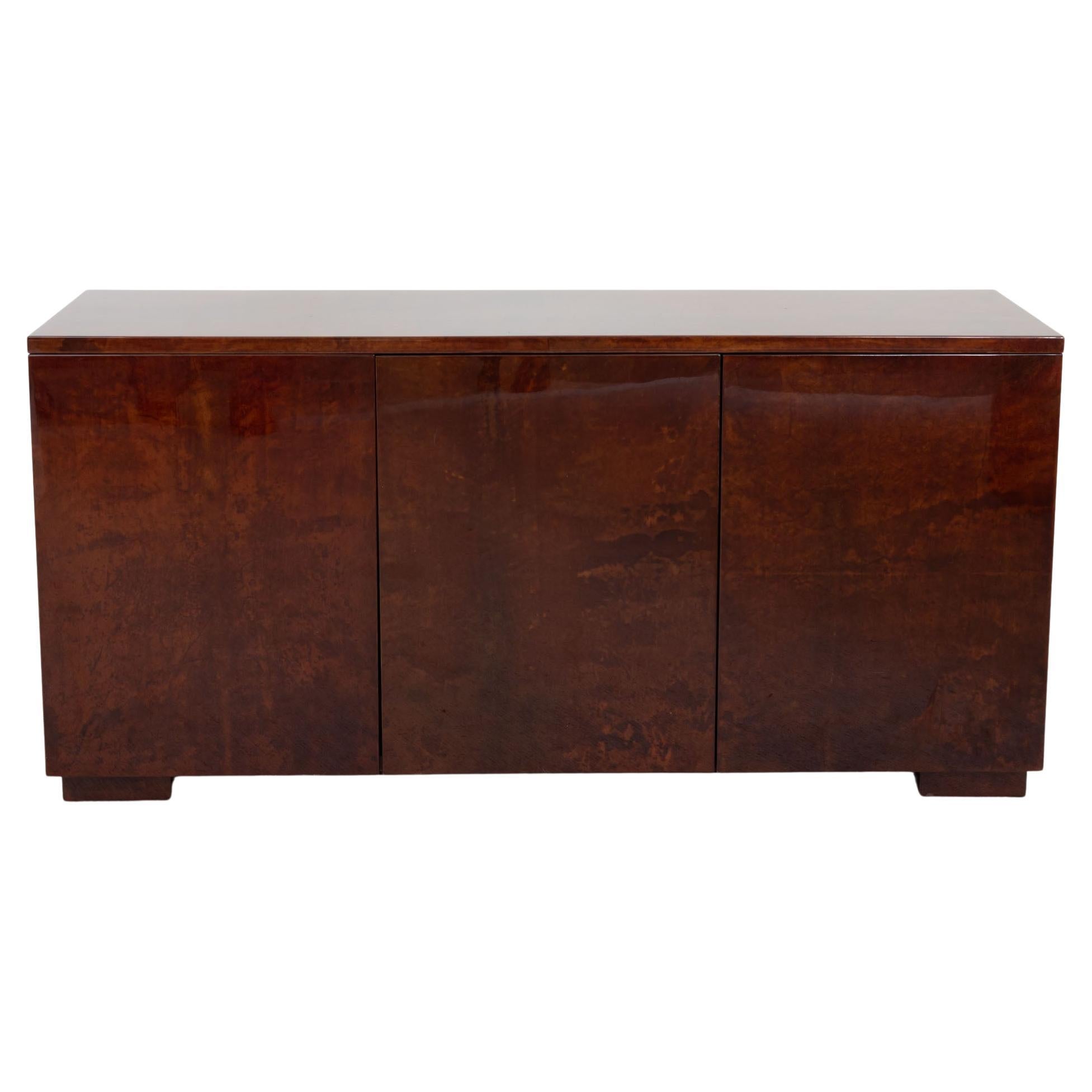 Aldo Tura Sideboard with dark brown Goatskin Cover, Italy 1970s