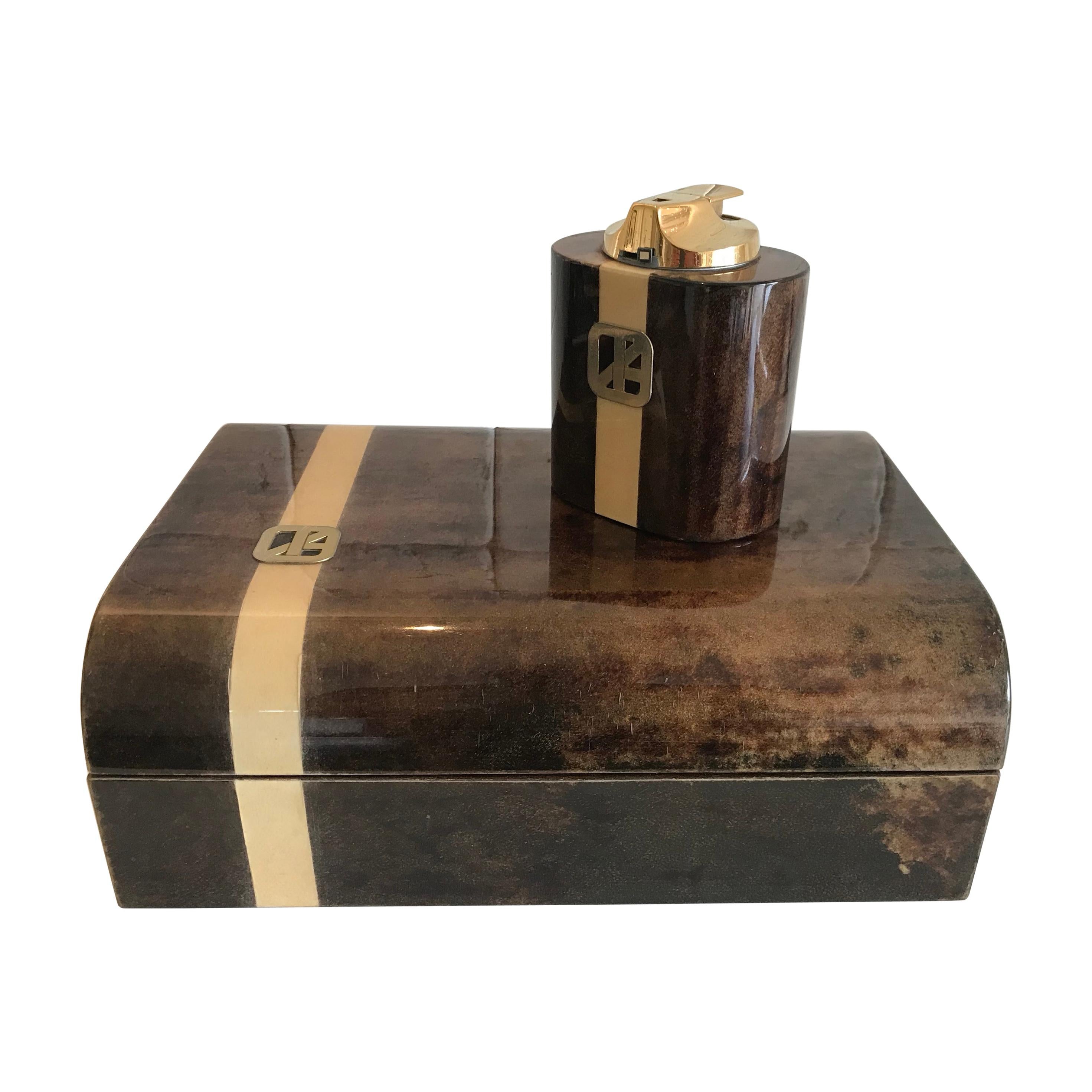 Aldo Tura Sigar Box and Lighter For Sale