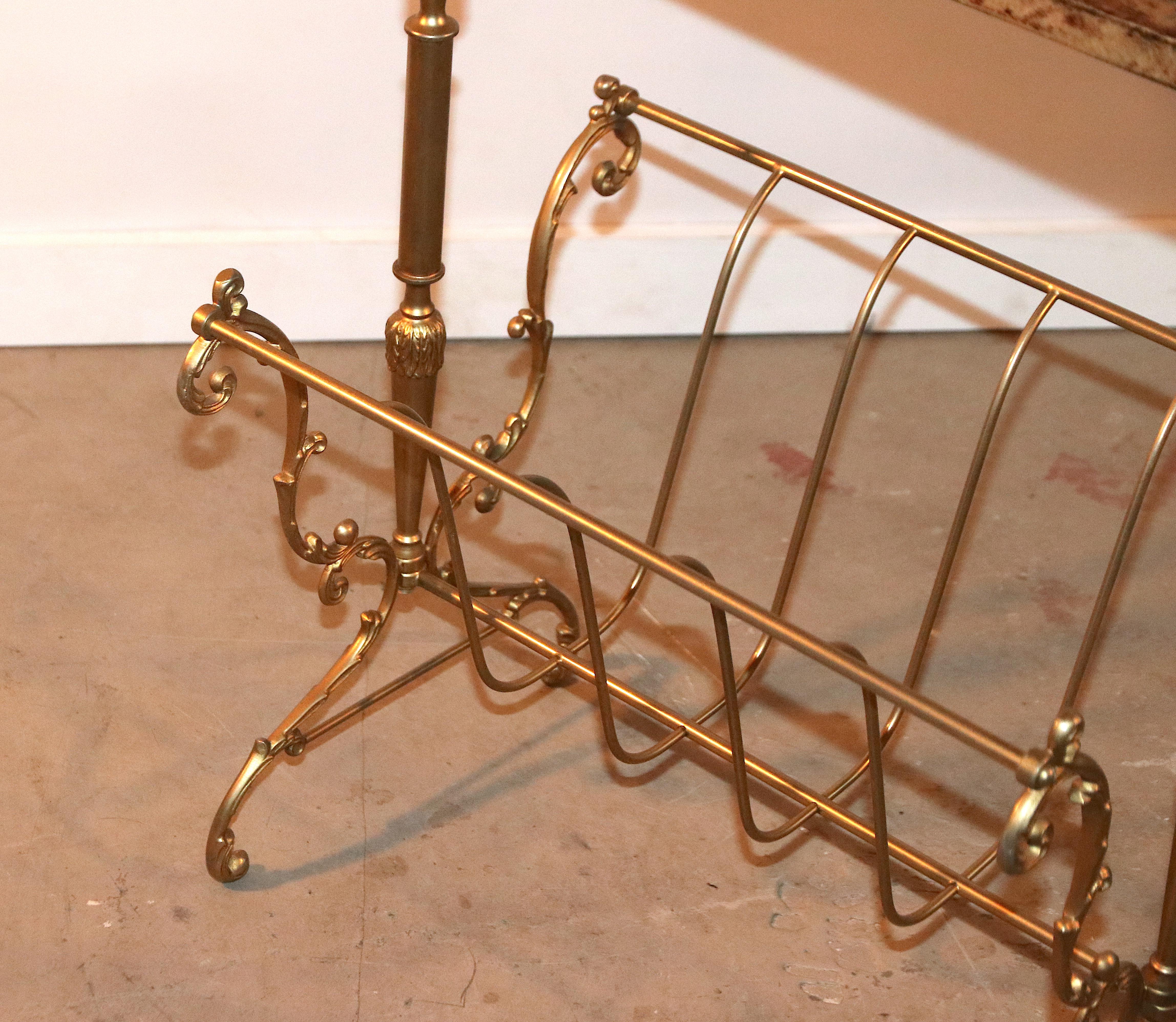Aldo Tura Signed Goatskin or Vellum Covered Gold Brass Magazine Rack Side Table In Excellent Condition In Amsterdam, NL