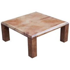 Aldo Tura Square Caramel Goatskin Coffee Table