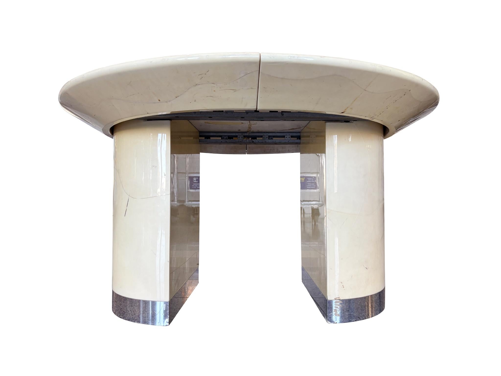 Mid-Century Modern Aldo Tura Style Goatskin Extending Dining Table