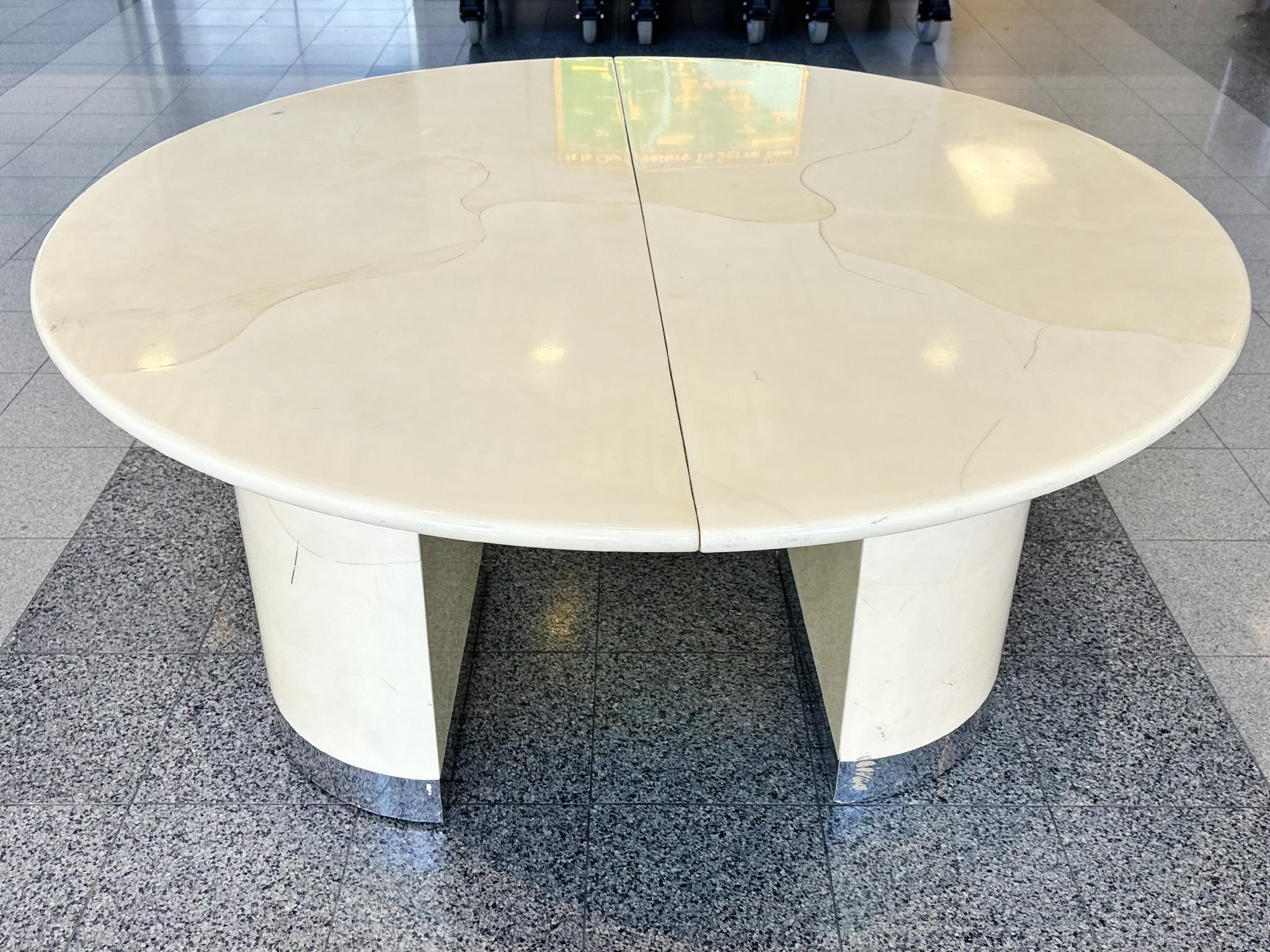Aldo Tura Style Goatskin Extending Dining Table 1