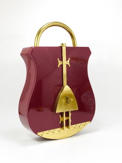 Aldo Tura Style Padlock Spirits Dry Home Bar Cabinet, Italy, 1970s