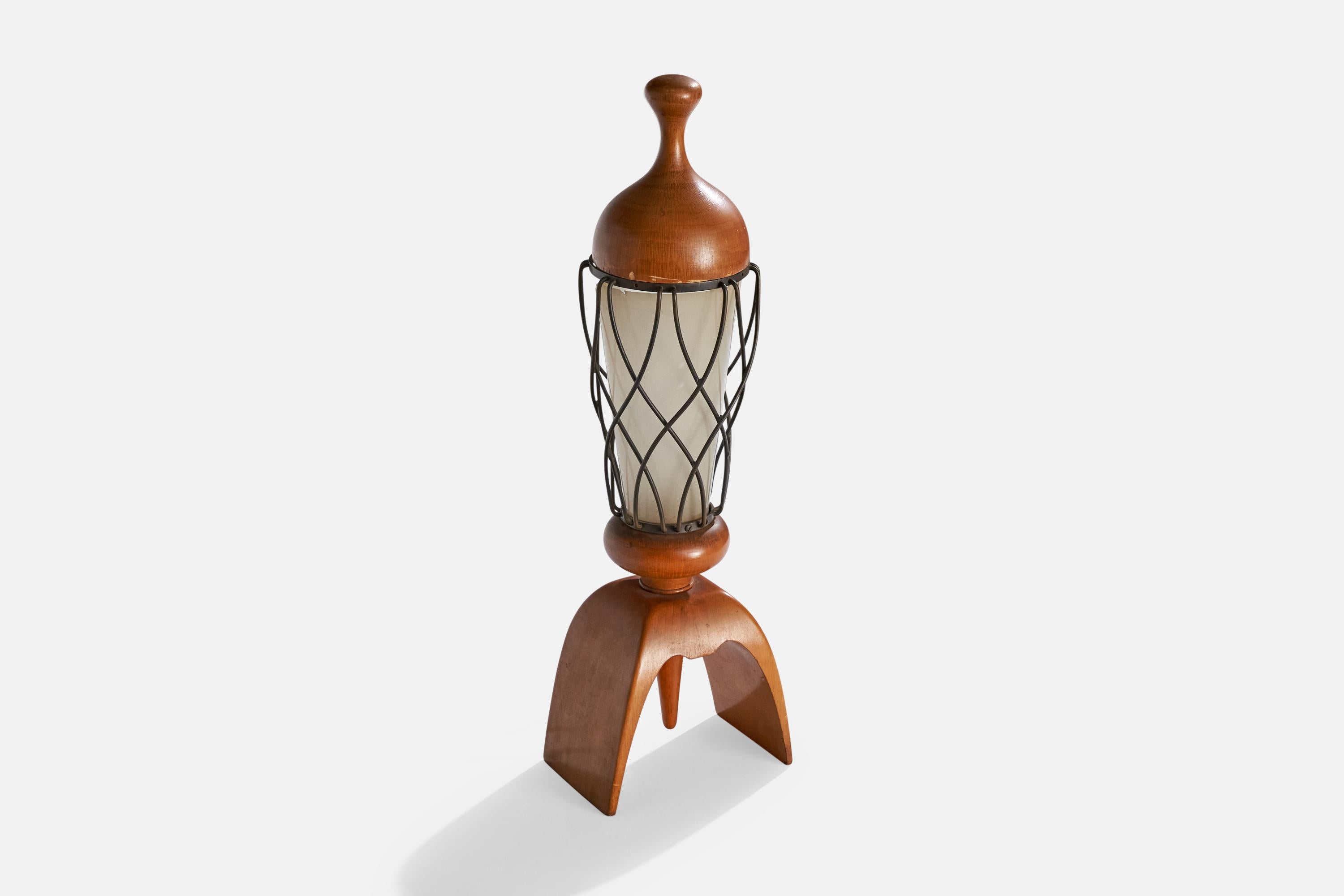 Tischlampe aus Holz, Acryl und Metall, Aldo Tura, Italien, ca. 1960er Jahre.

Gesamtabmessungen (Zoll): 19,25