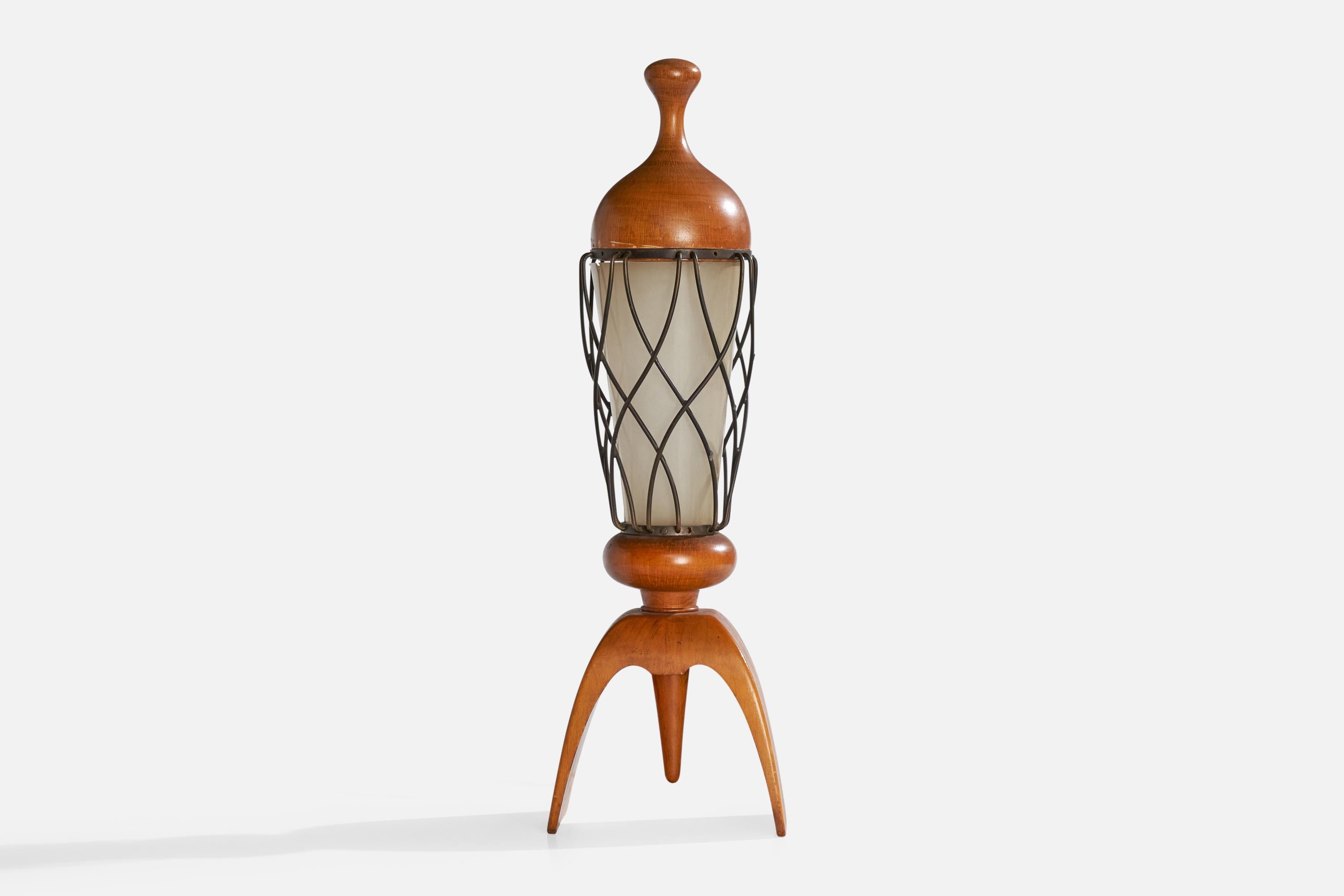 Tischlampe von Aldo Tura, Holz, Metall, Acryl, Italien, 1960er Jahre (Moderne der Mitte des Jahrhunderts) im Angebot