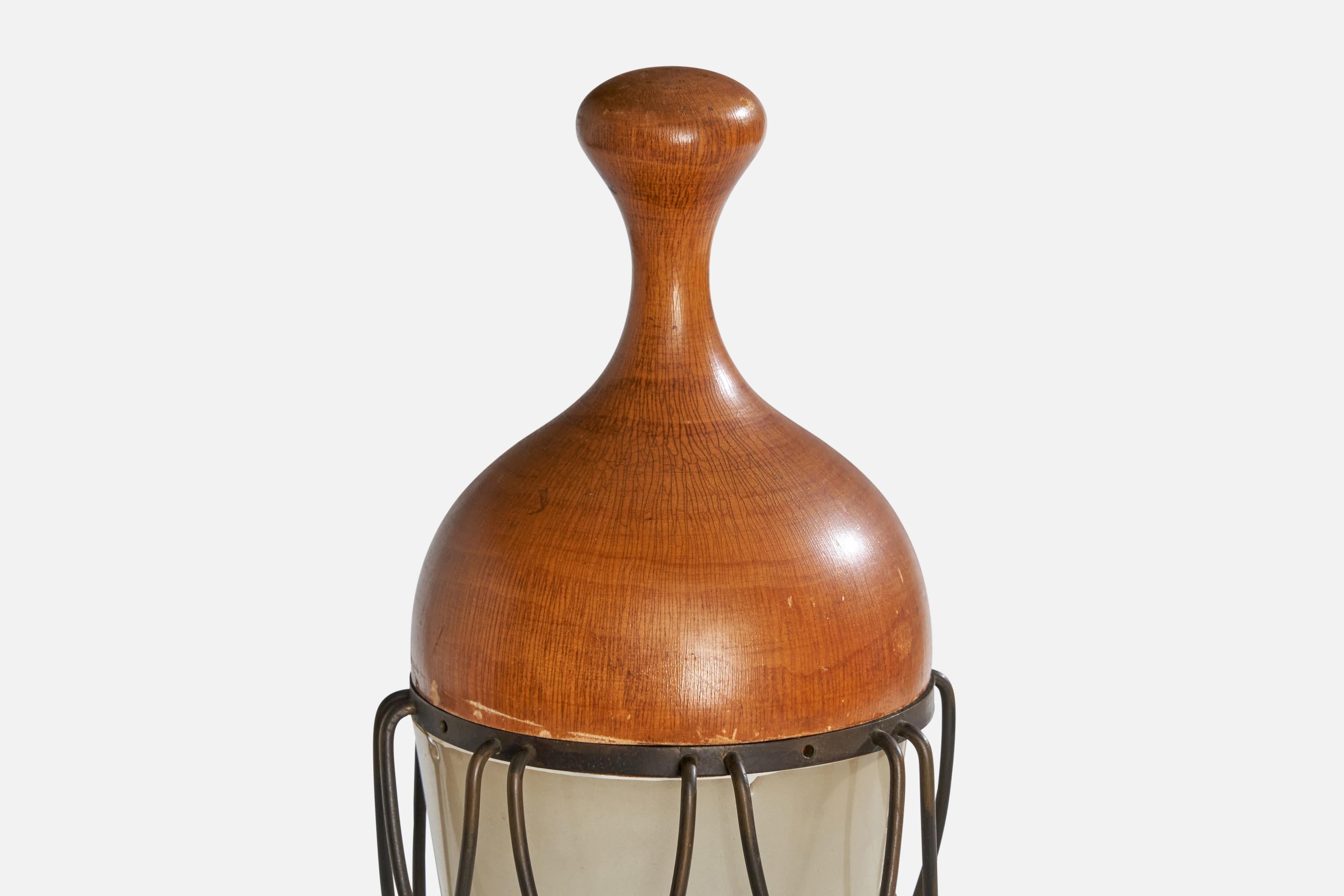 Tischlampe von Aldo Tura, Holz, Metall, Acryl, Italien, 1960er Jahre (Italienisch) im Angebot