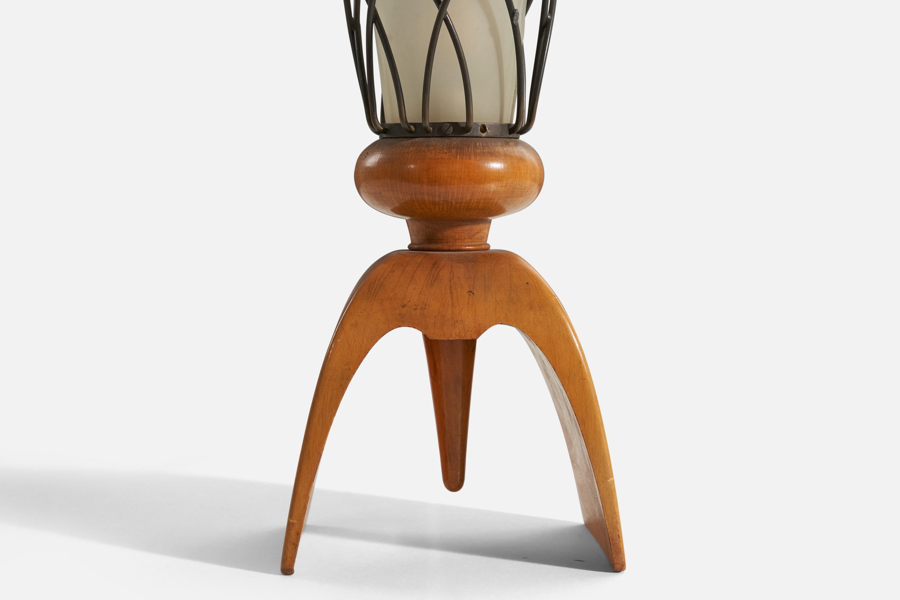 Mid-20th Century Aldo Tura, Table Lamp, Wood, Metal, Acrylic, Italy, 1960s For Sale