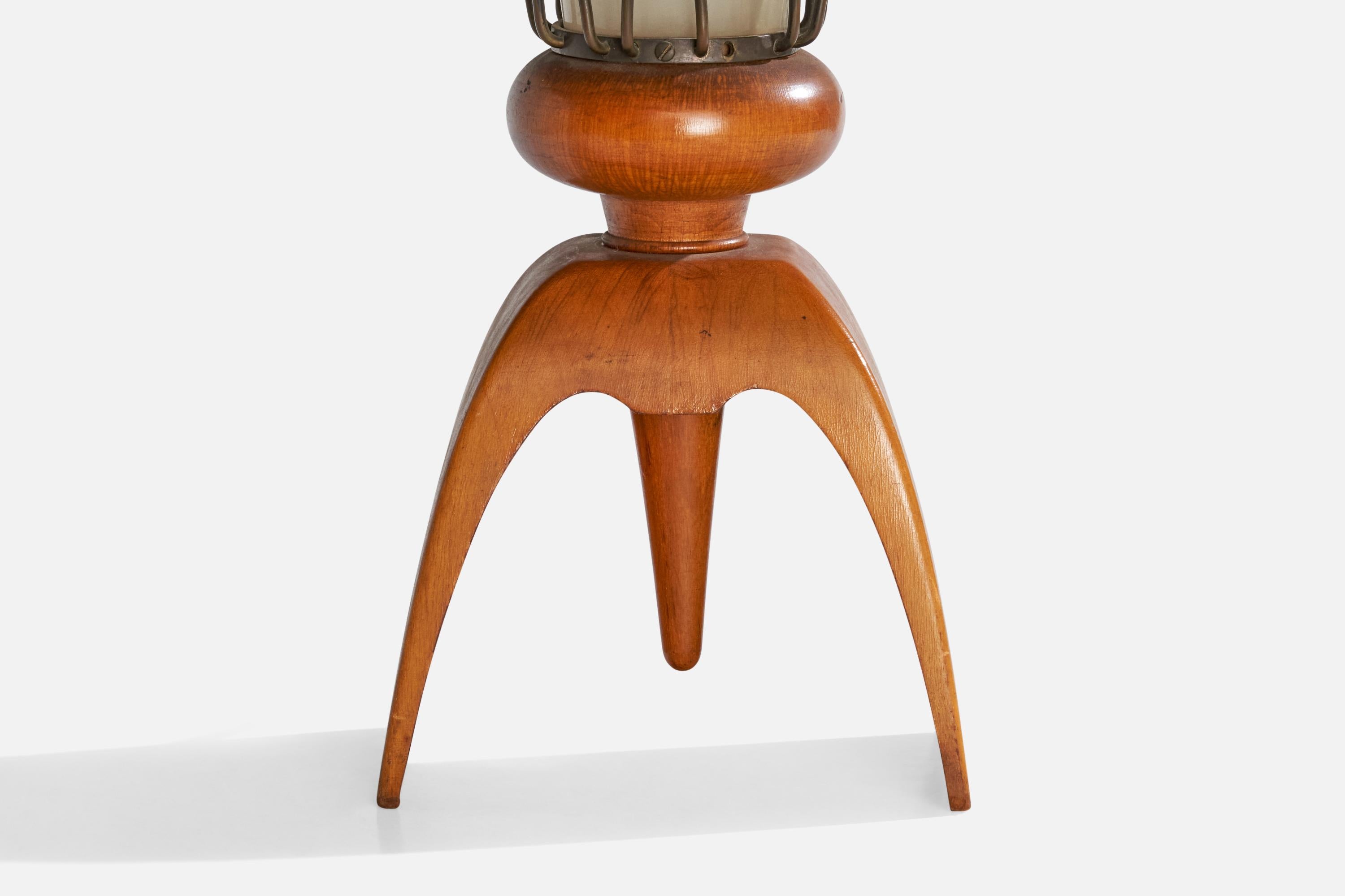 Tischlampe von Aldo Tura, Holz, Metall, Acryl, Italien, 1960er Jahre (Mitte des 20. Jahrhunderts) im Angebot